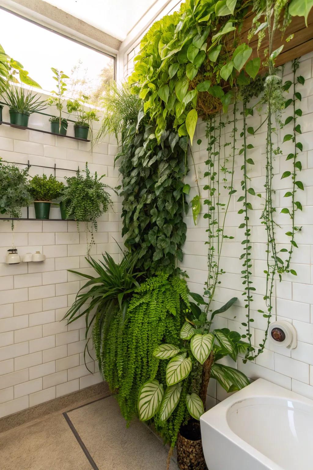 Transform any wall into a vibrant living artwork with a mix of plants.