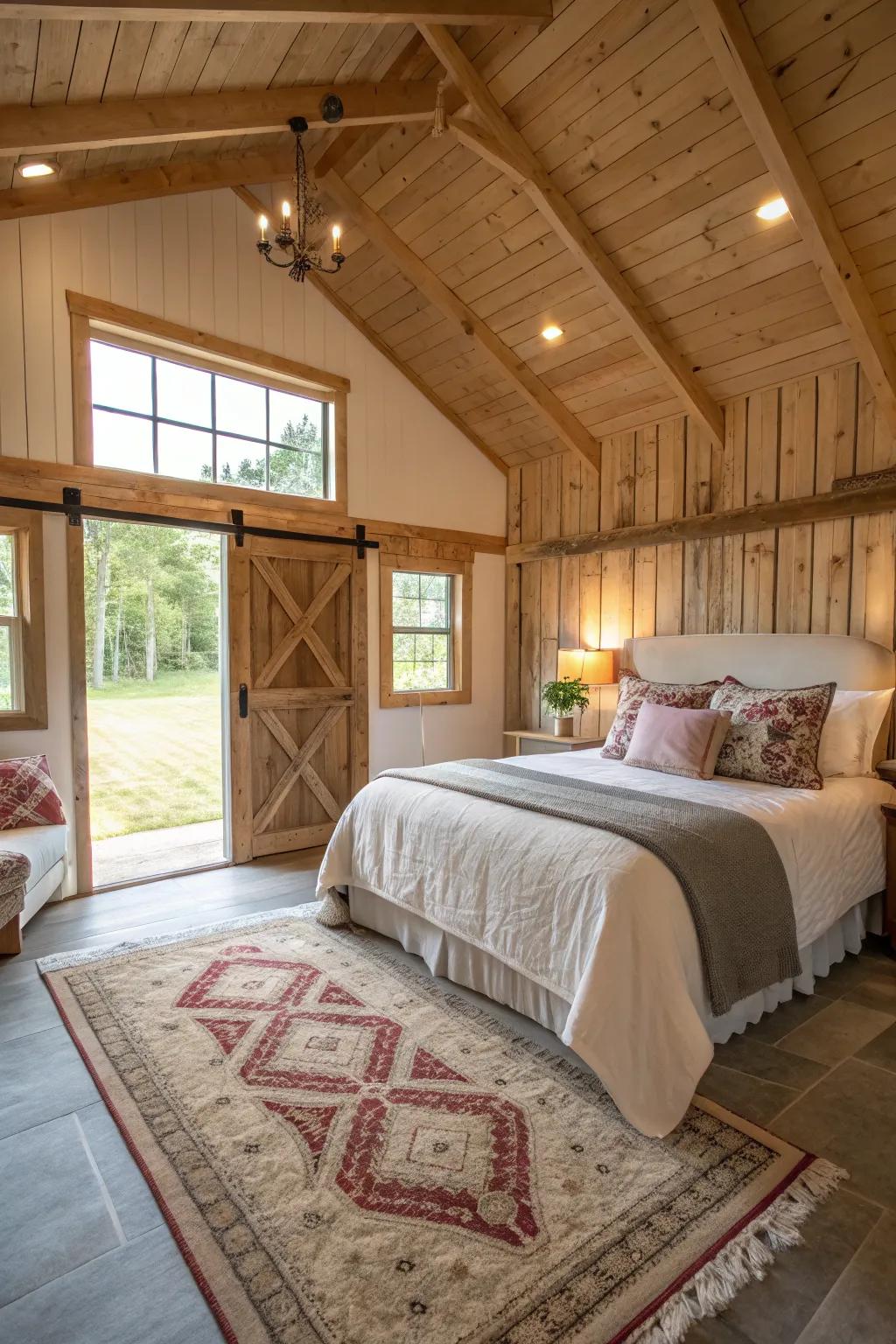 Welcome guests with a beautiful pole barn guest room.