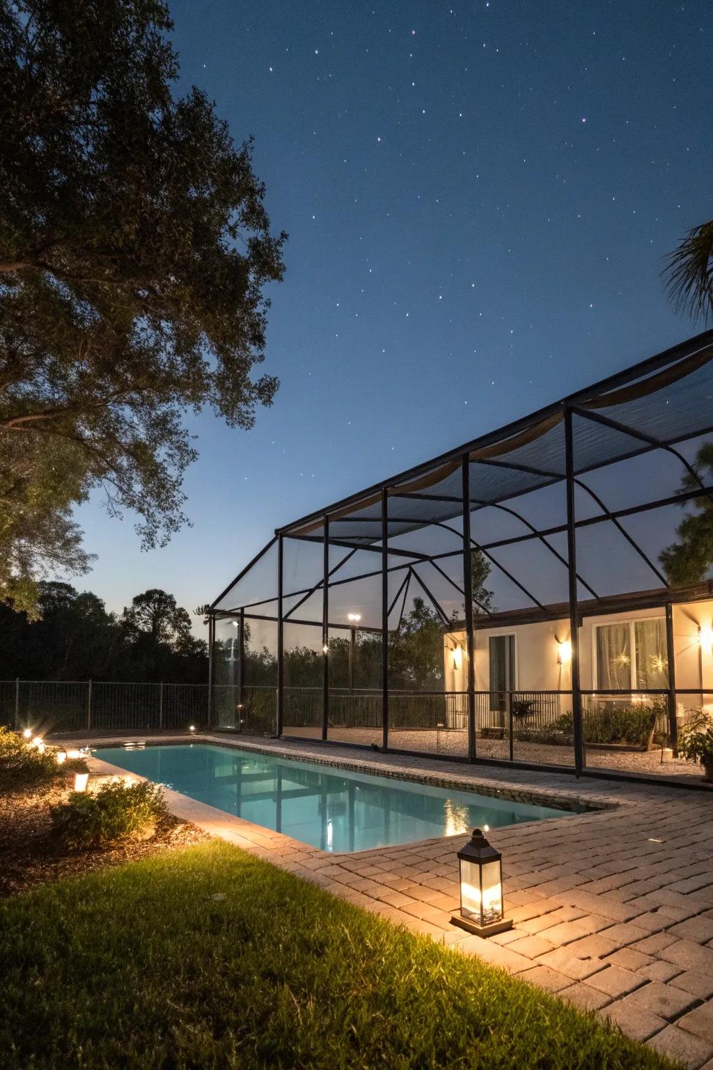 Subtle elegance and direction are provided by in-ground lights.