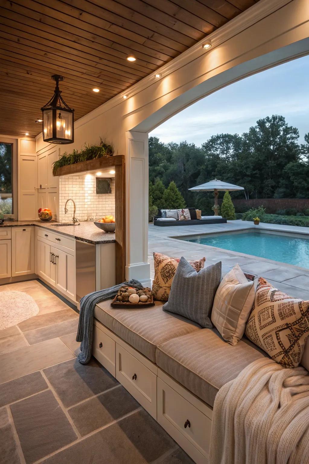 A secluded corner enhances comfort and relaxation.