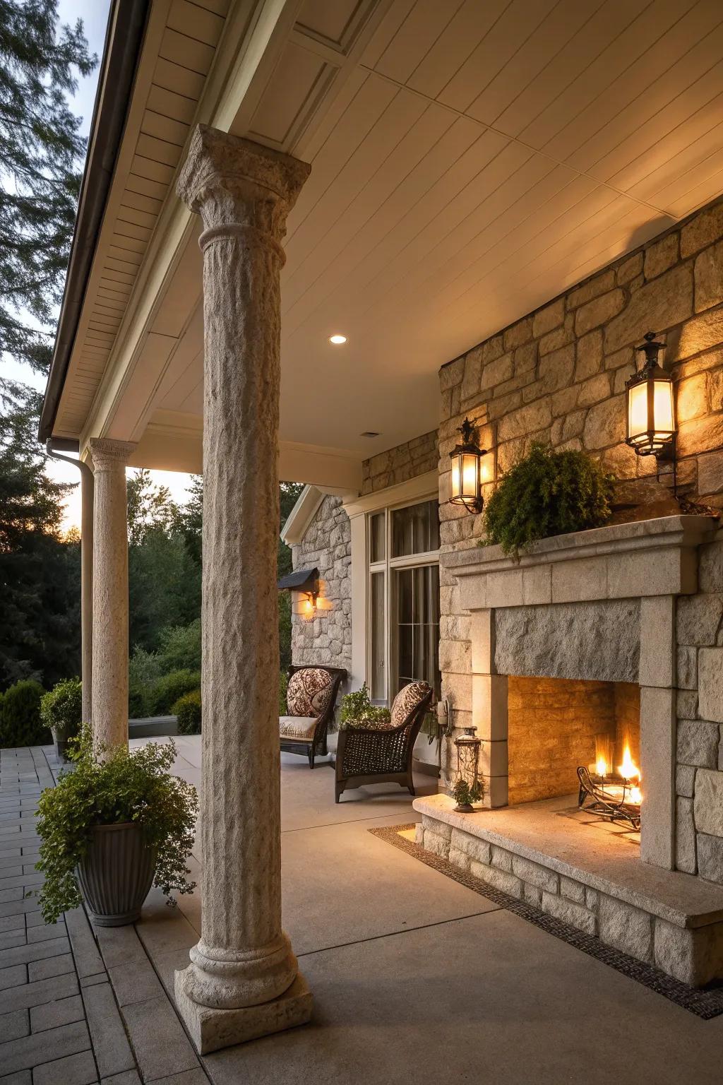 Durable and stylish stone details for your porch.