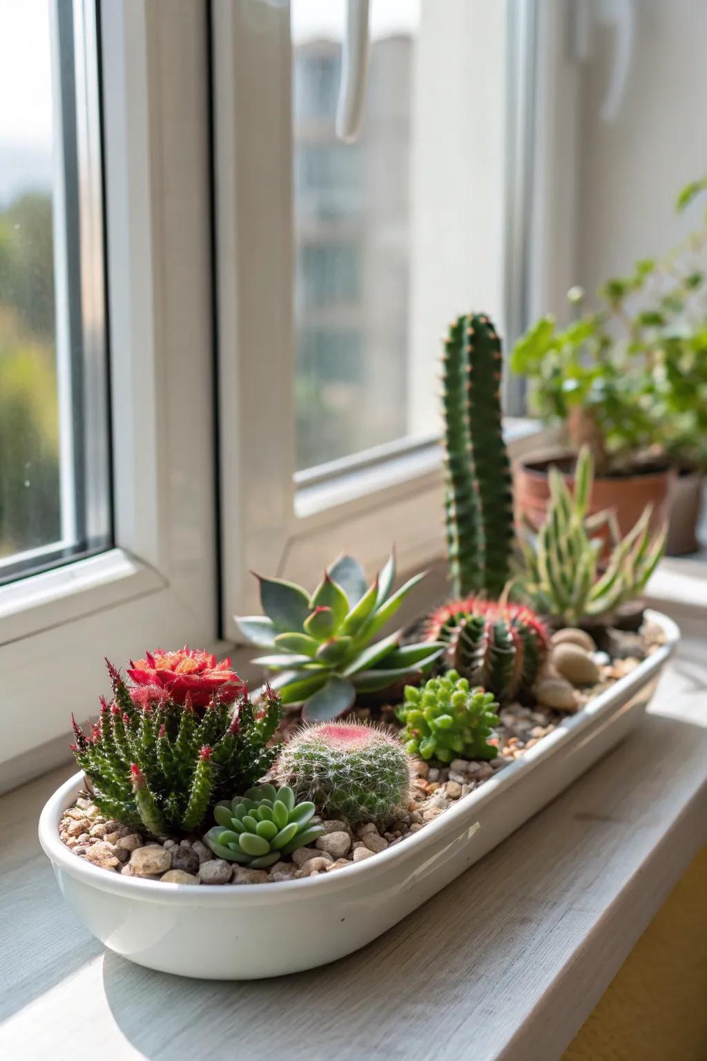 Create a low-maintenance succulent garden indoors.