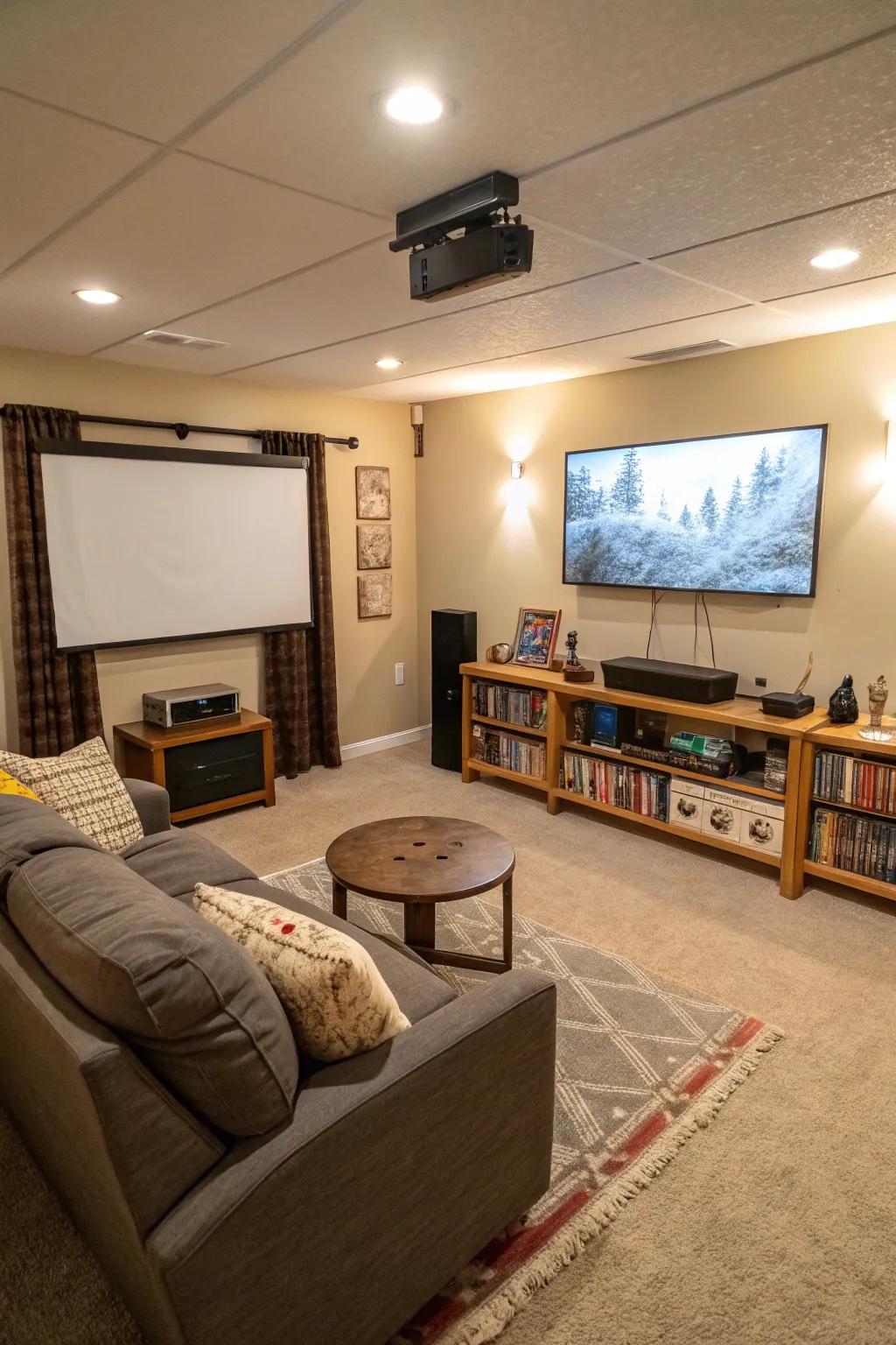 A multifunctional projector room adapts to your lifestyle.