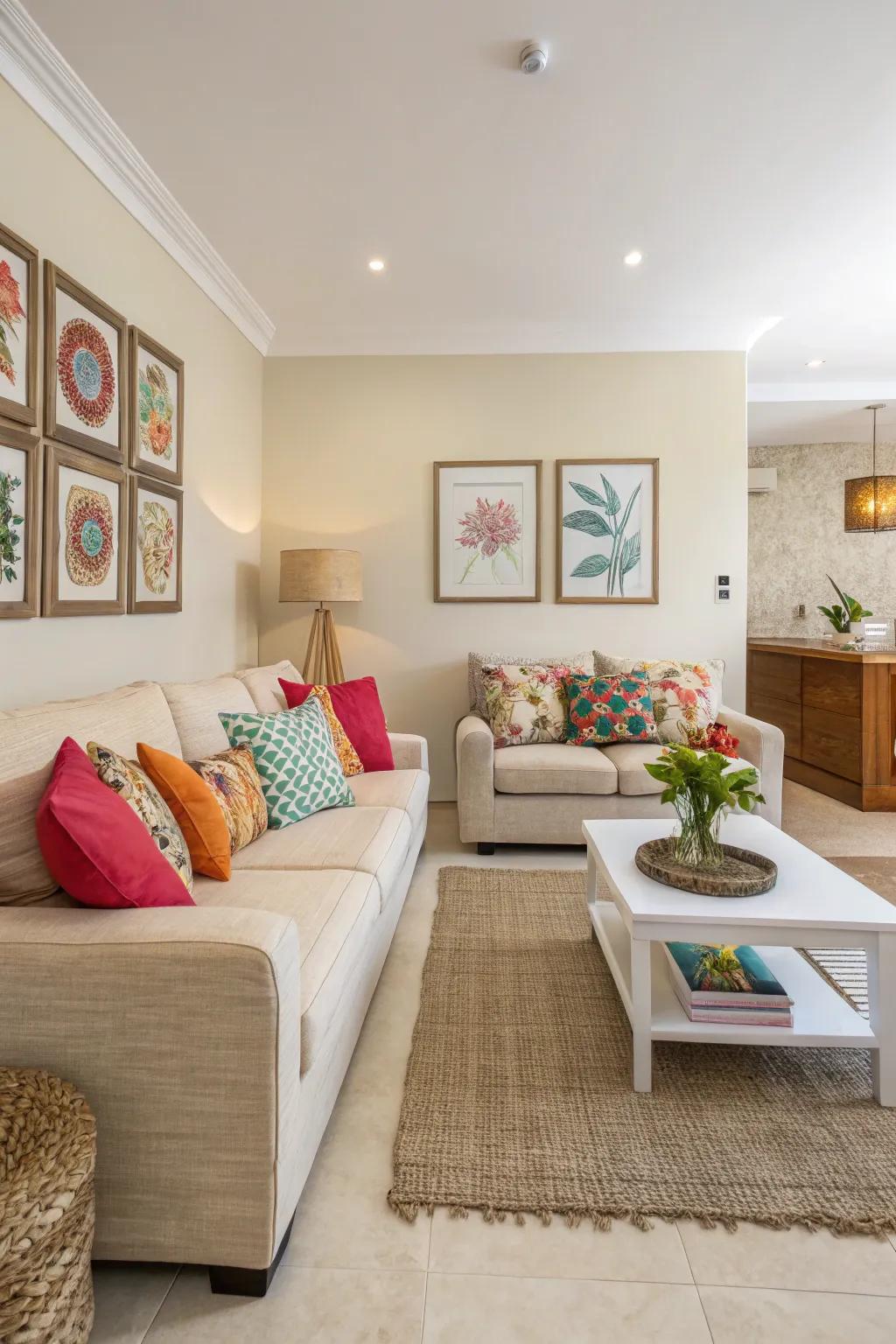 Subtle colors provide a peaceful, versatile base.