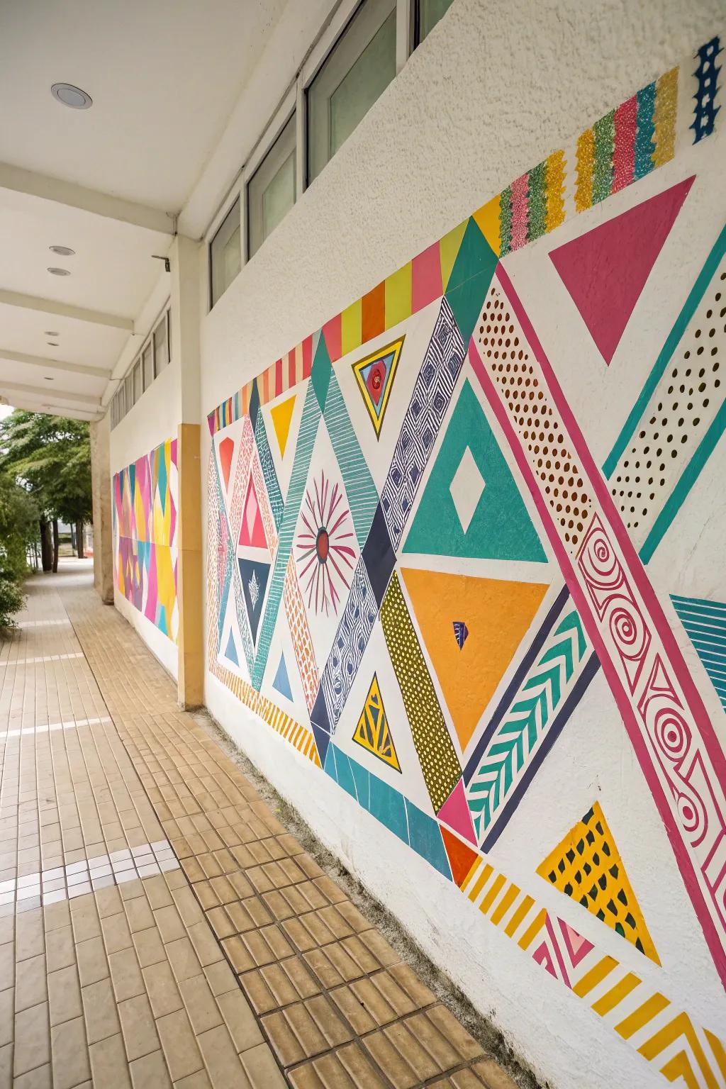 Get creative with masking tape wall designs.