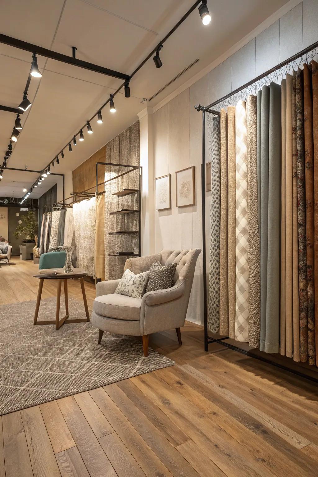 A room that uses lots of different textures to create more depth.