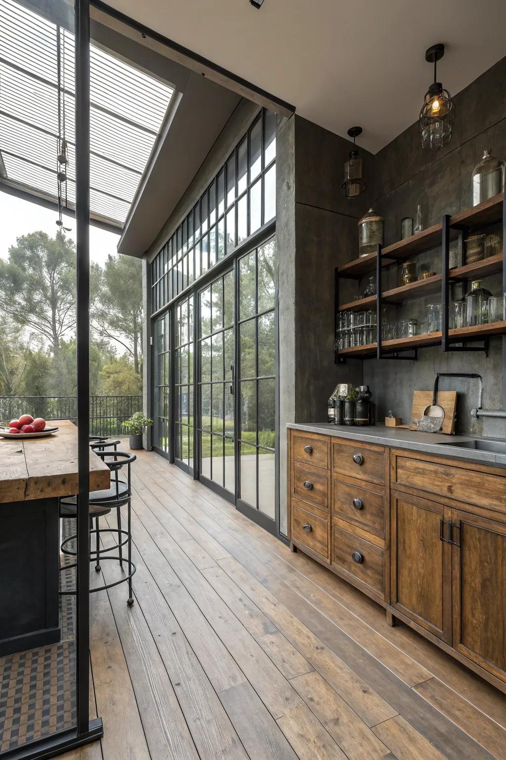 A room highlighting a blend of materials for enhanced visual appeal.