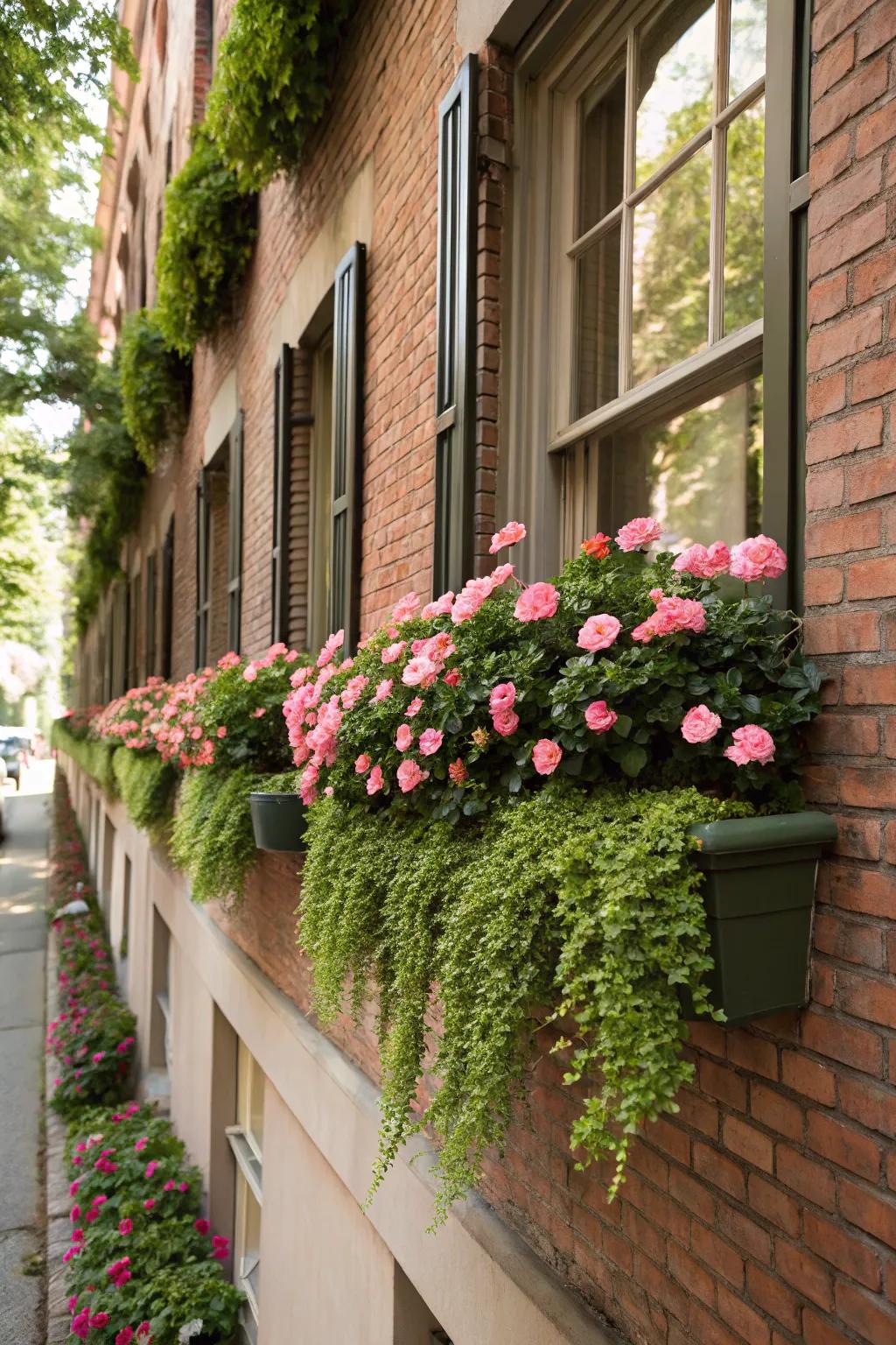 Enhance your home's exterior with colorful sun plant window boxes.