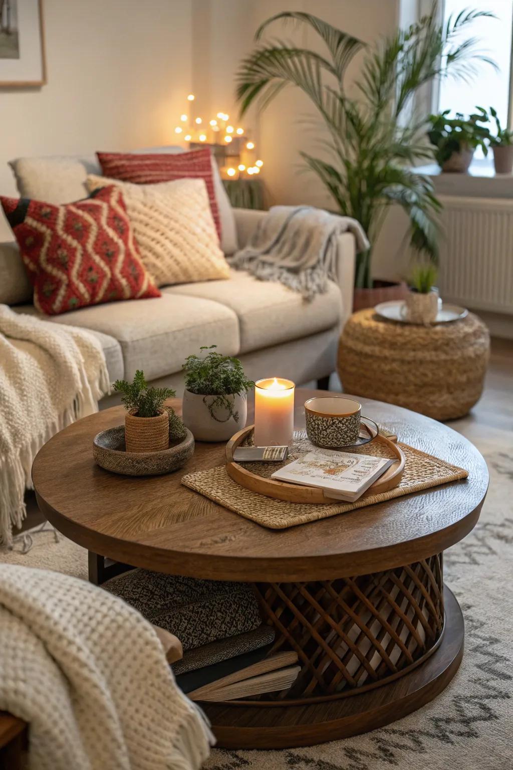 Textiles establish a warm and welcoming setting.