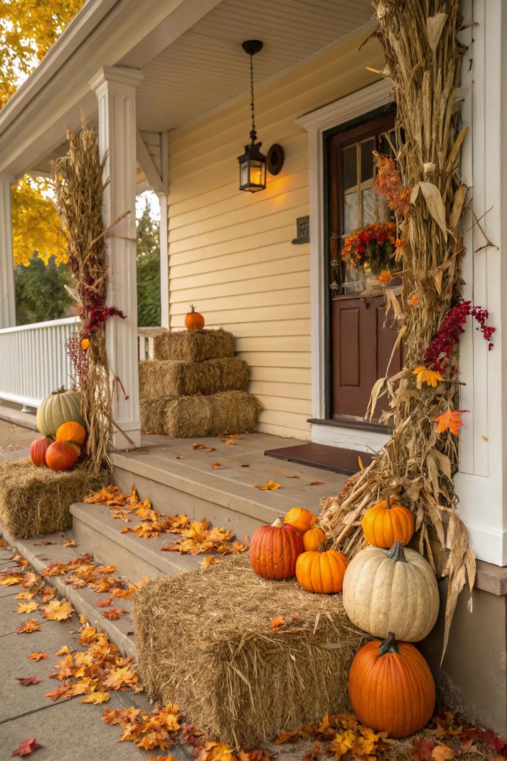 Down-to-earth parts like hay and corn stalks bring a classic Halloween vibe.