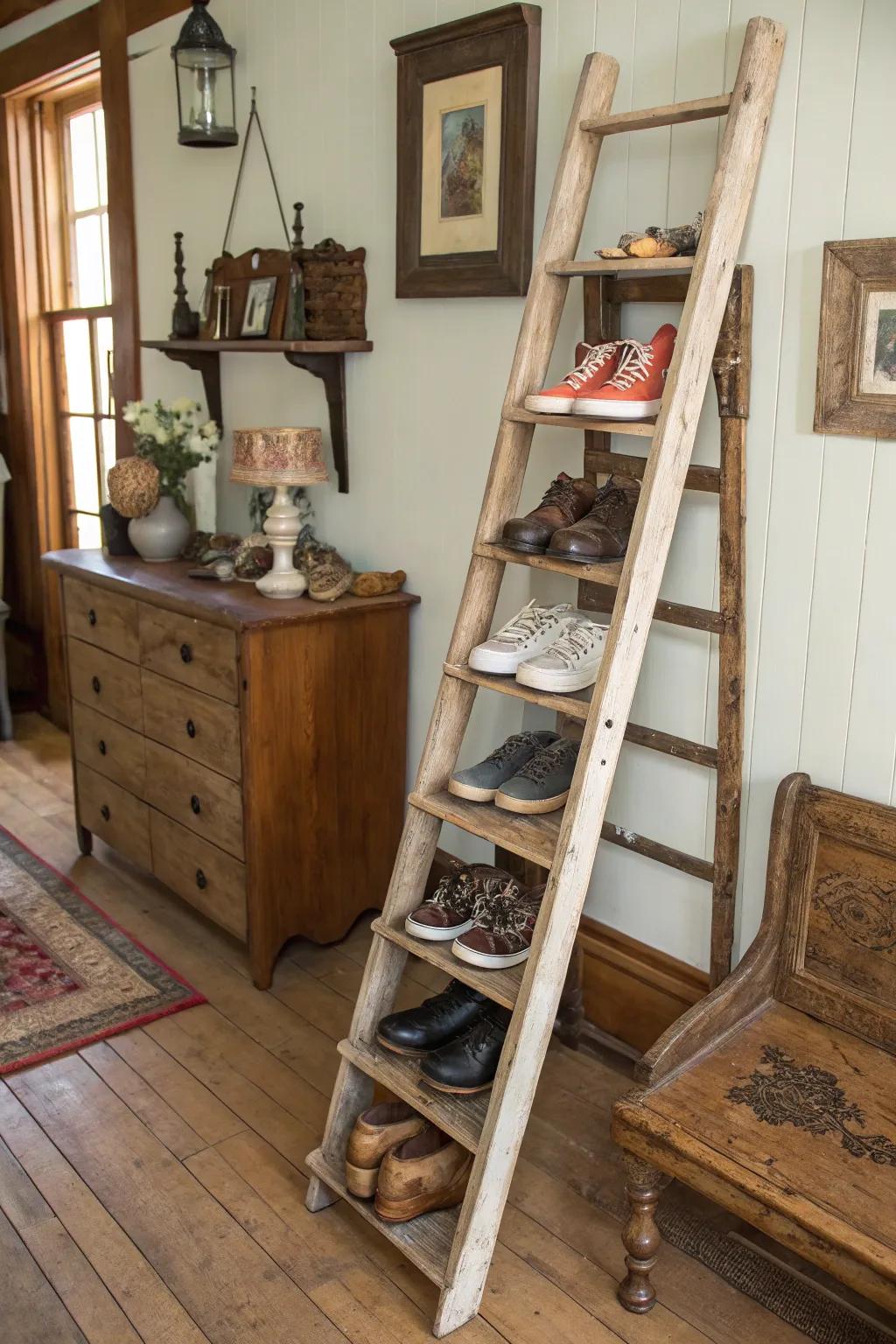 Revitalize heritage elements for a distinctive footwear display.