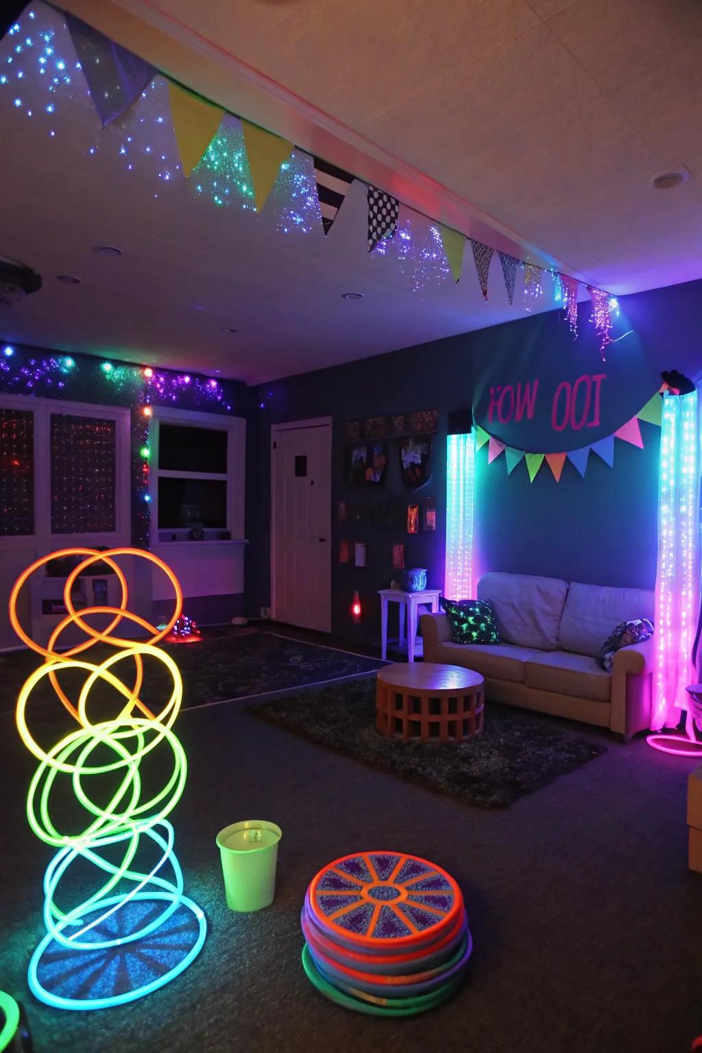 Light up the night using a dazzling glow-in-the-dark celebration.