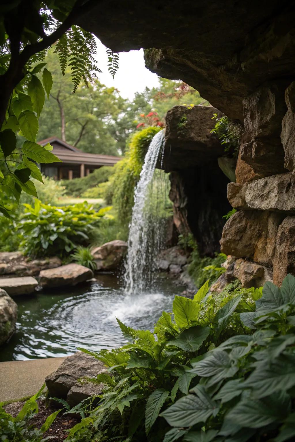 A concealed cave cascade delivers a mysterious and magical retreat.
