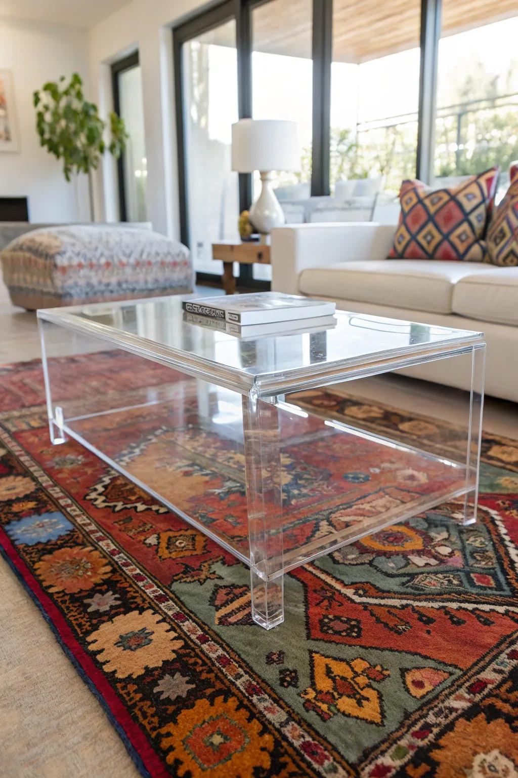 Acrylic tables offer an almost imperceptible refinement for small spaces.
