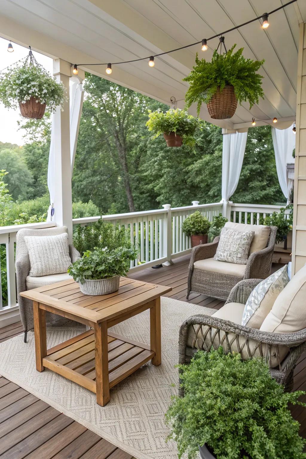 Neutral hues merge seamlessly with nature, amplifying the sense of peace.