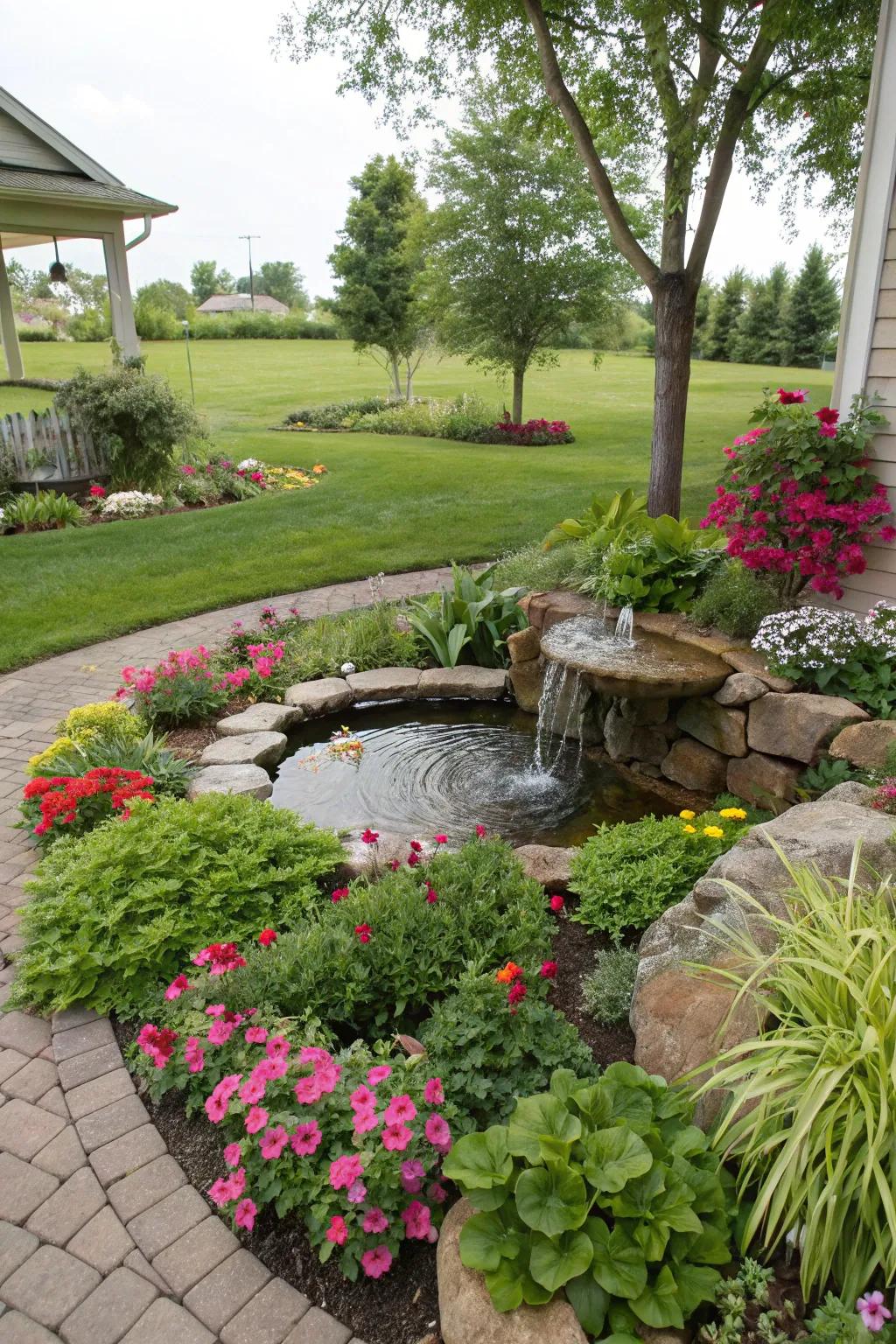 Introduce calmness with a mini water feature.