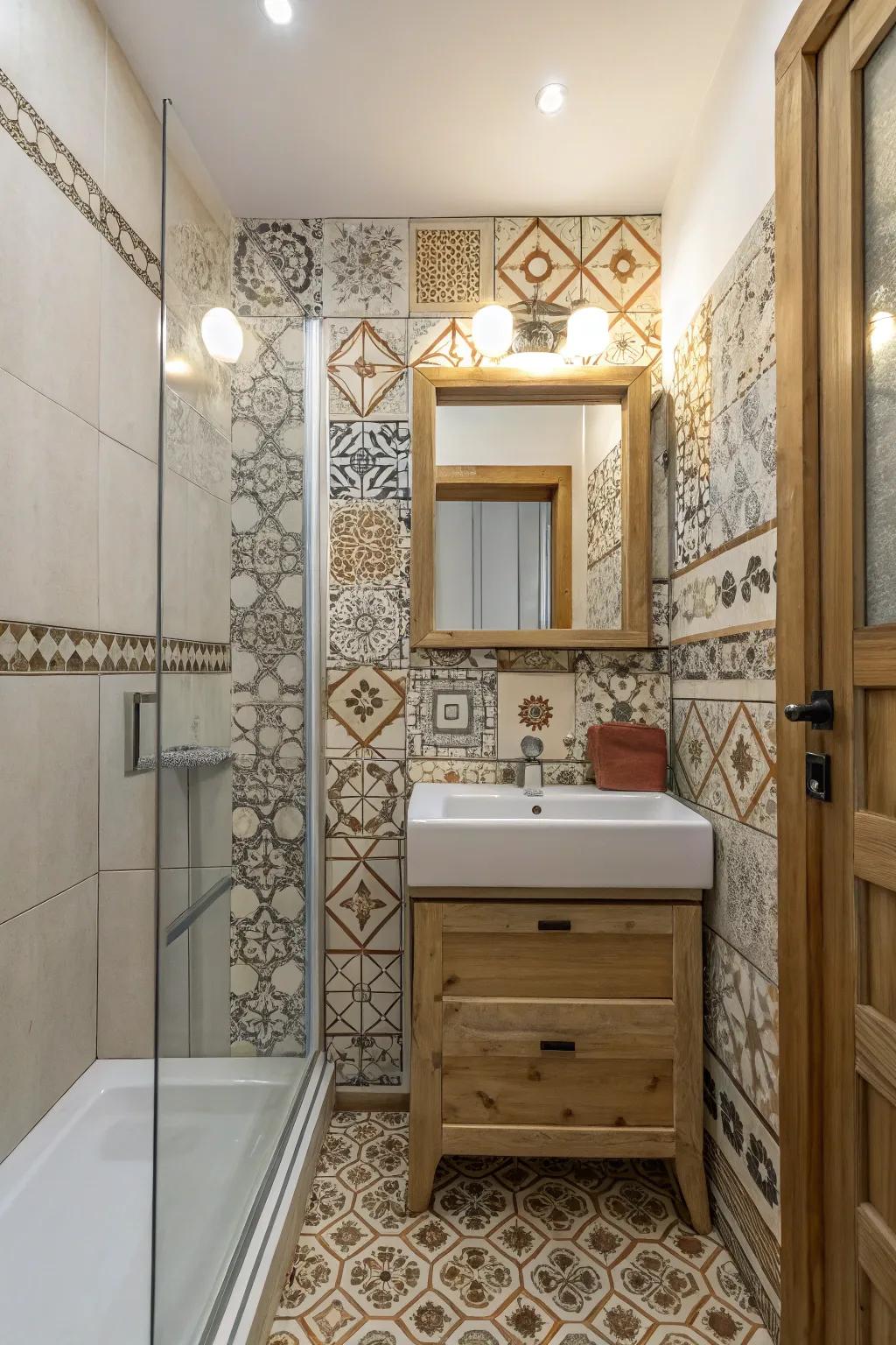 Decorative tiles introduce personality without consuming space.