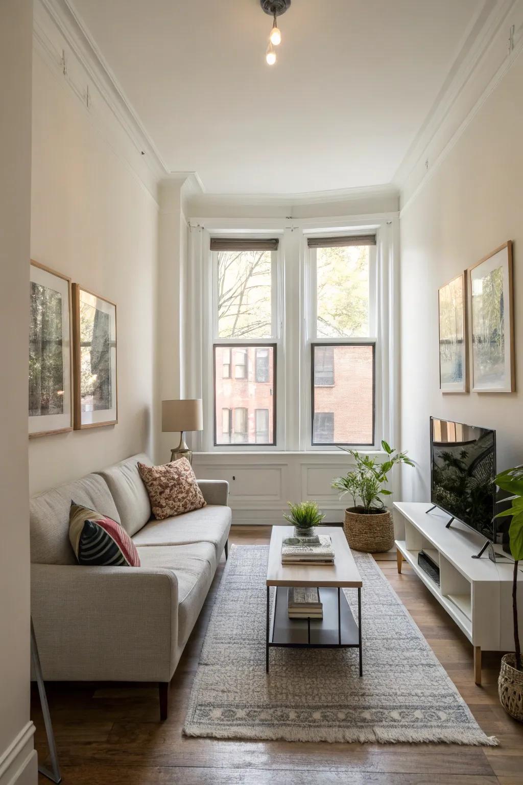 Minimalist decor keeps your living room uncluttered and tranquil.