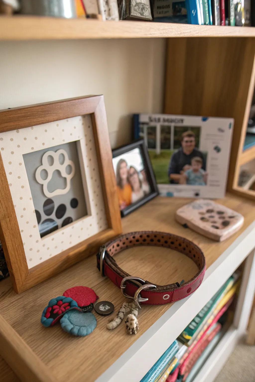 Celebrate your pet's existence through a memorial shadow box.
