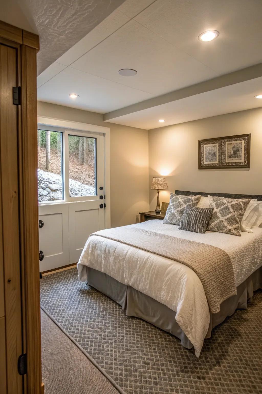 Create a welcoming guest room for your visitors in the basement.