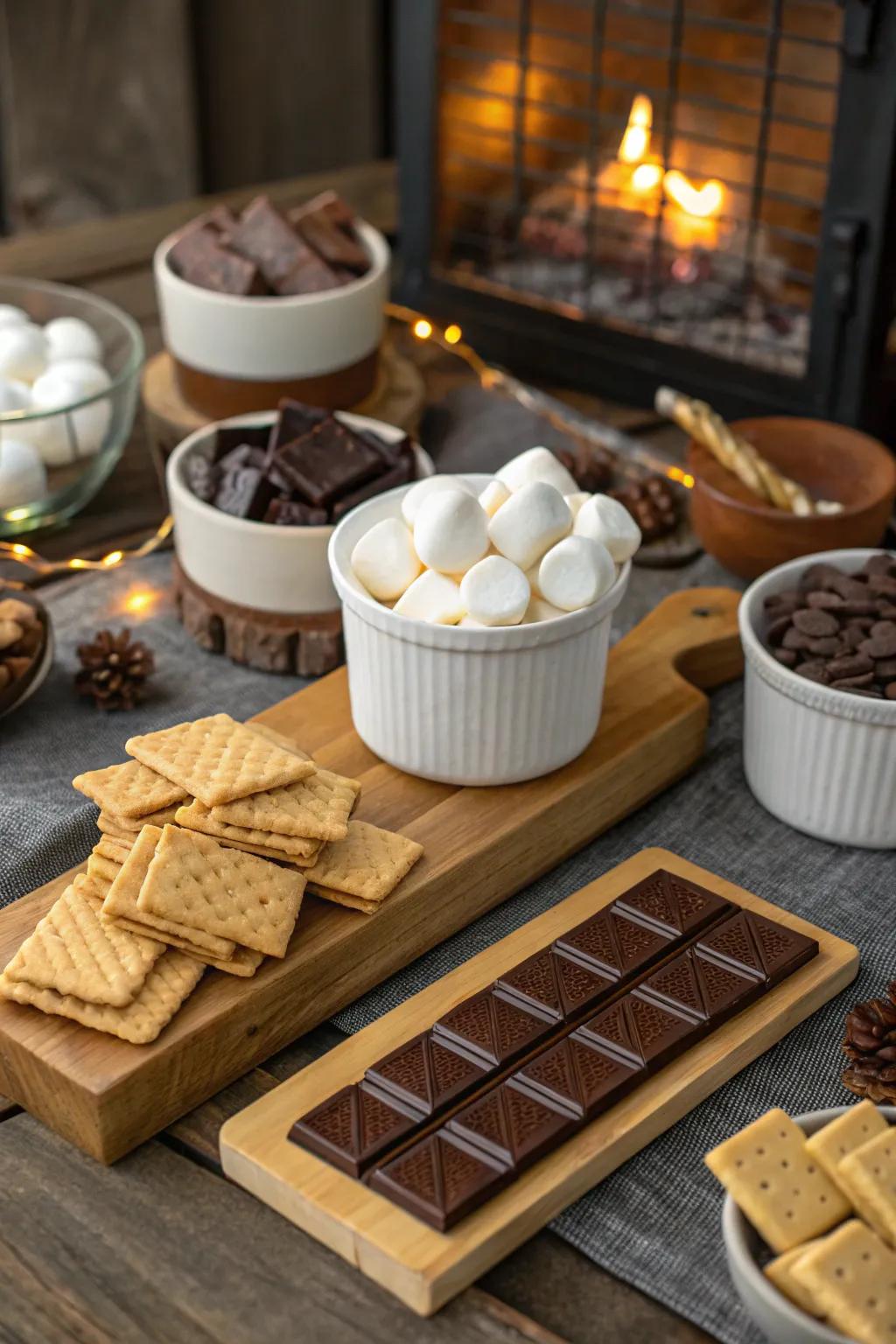 A themed s’mores station poised to delight with its gourmet offerings.