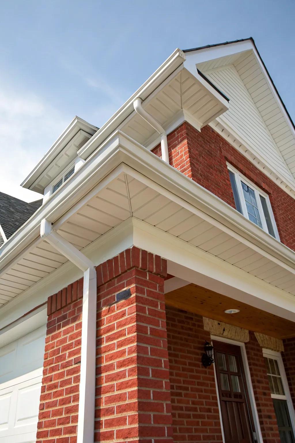 Sharp ivory soffit and fascia against ruby brick for a classic look.