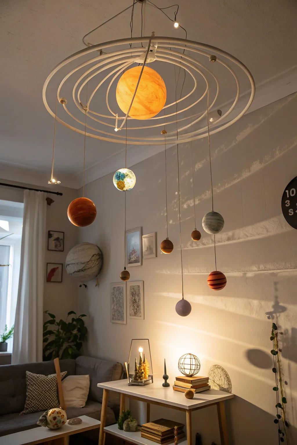 Solar system mobiles offer an informative and decorative element.