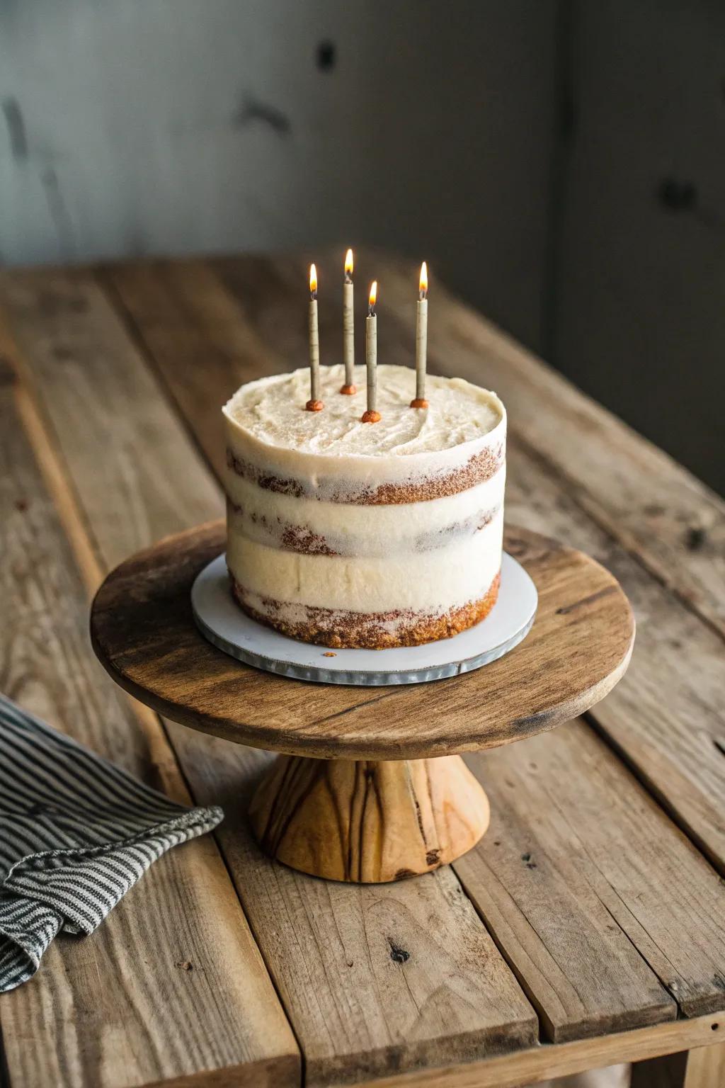 A naked cake showcasing natural beauty and simplicity.