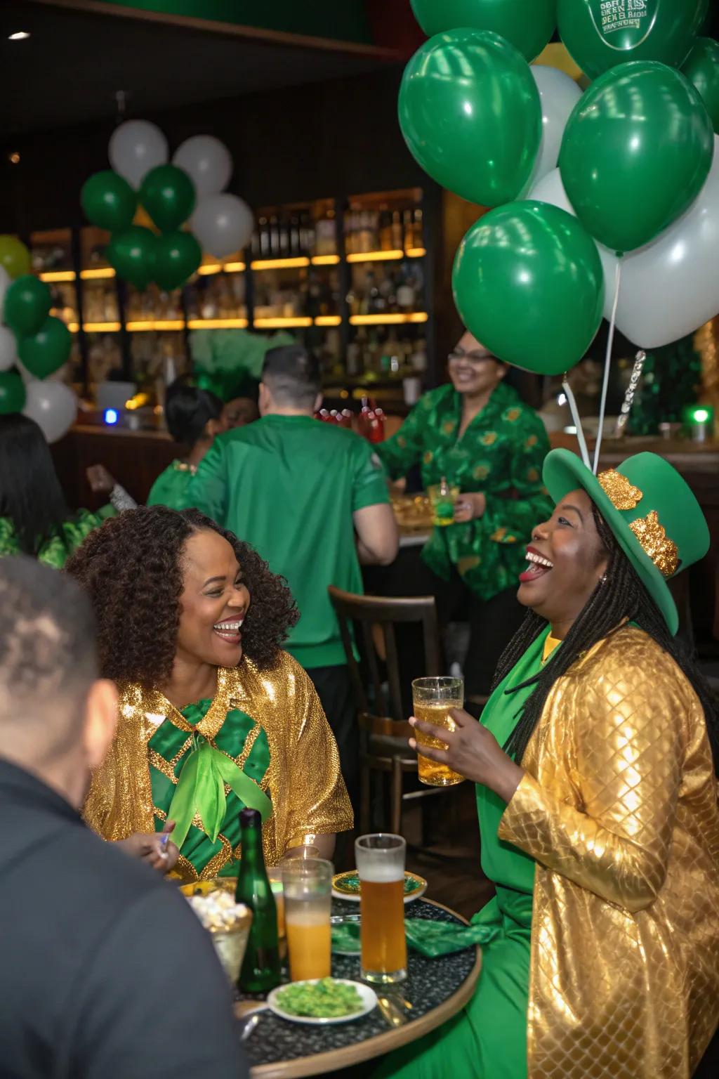 Define the mood using a celebratory verdant and gilded attire guideline for your attendees.