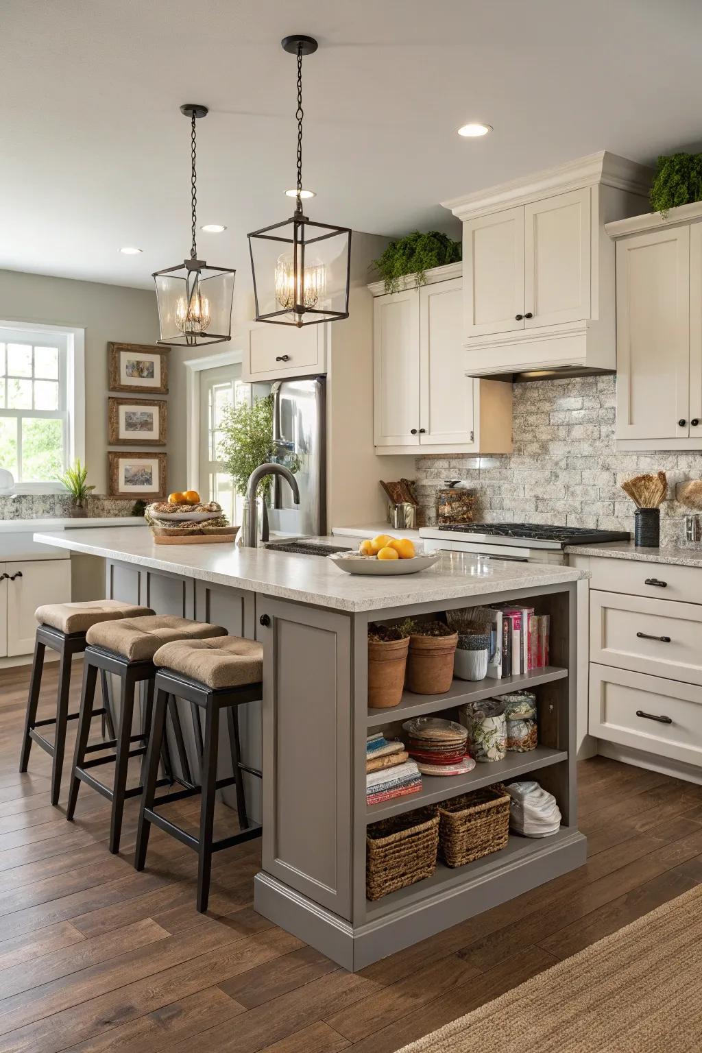 A functional island improving space utility and style within your kitchen.