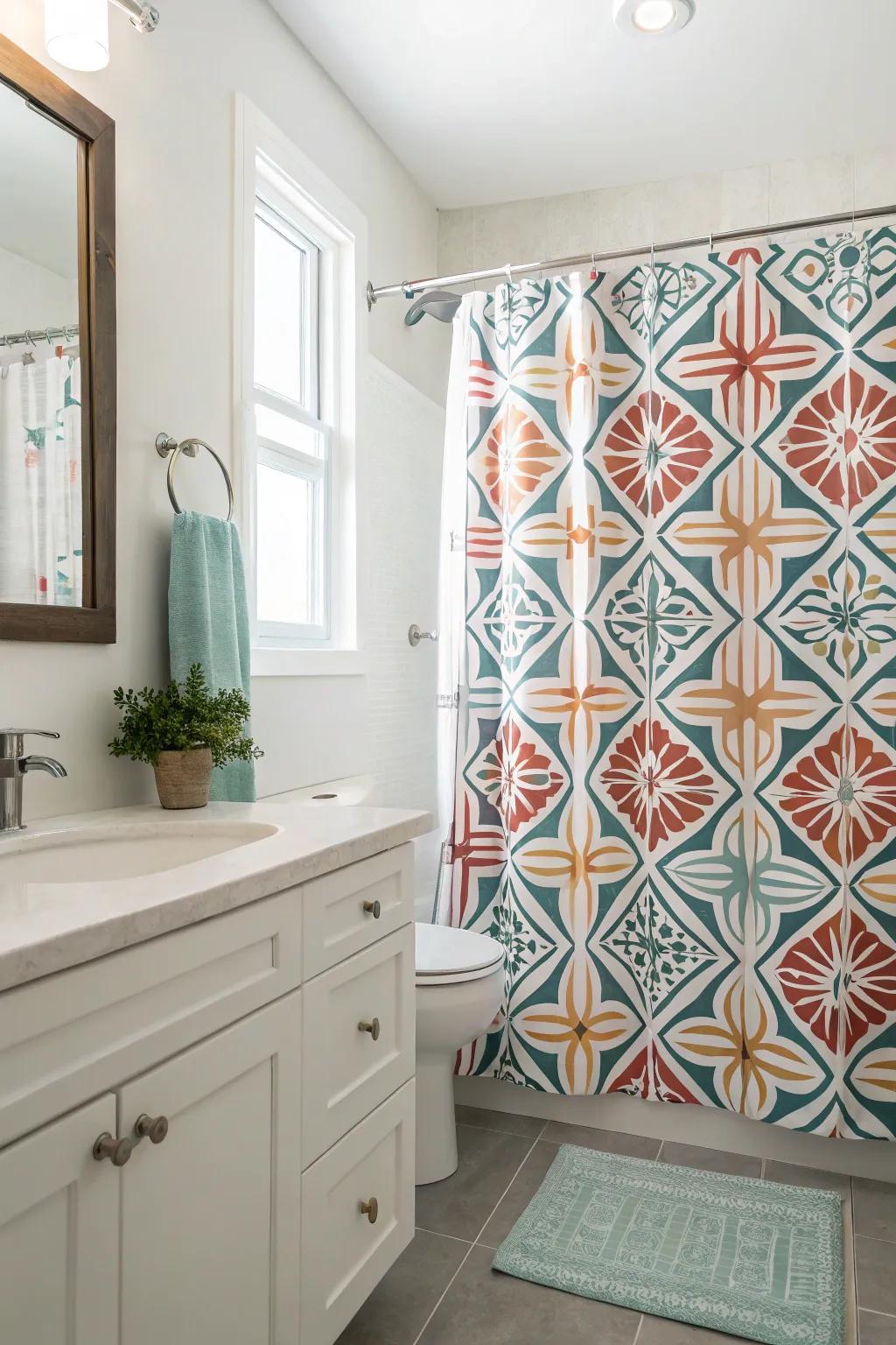 Geometric designs lend a modern style to your bathroom.