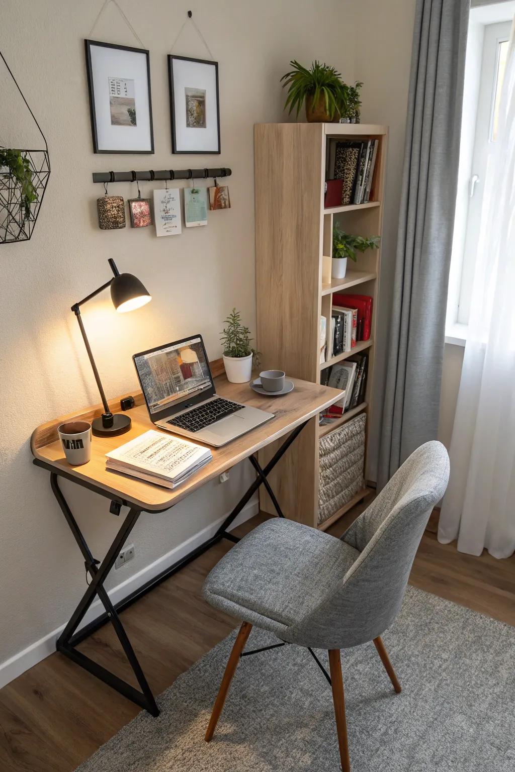 Create a workspace that disappears with a foldable desk.