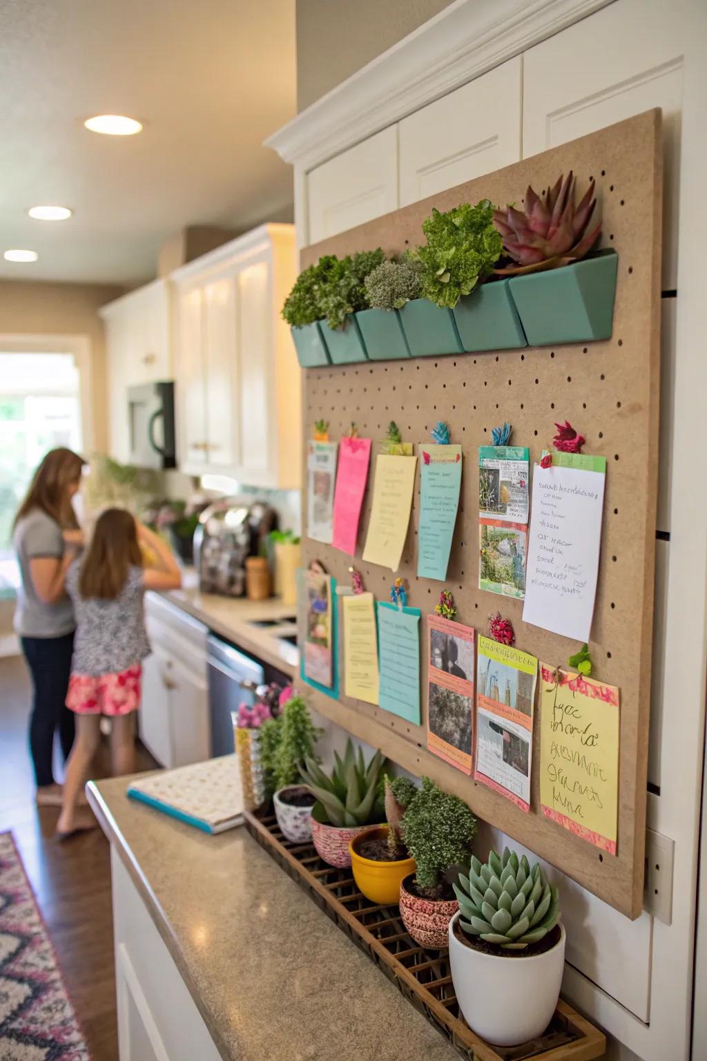 Organize your household with a succulent-themed message center.