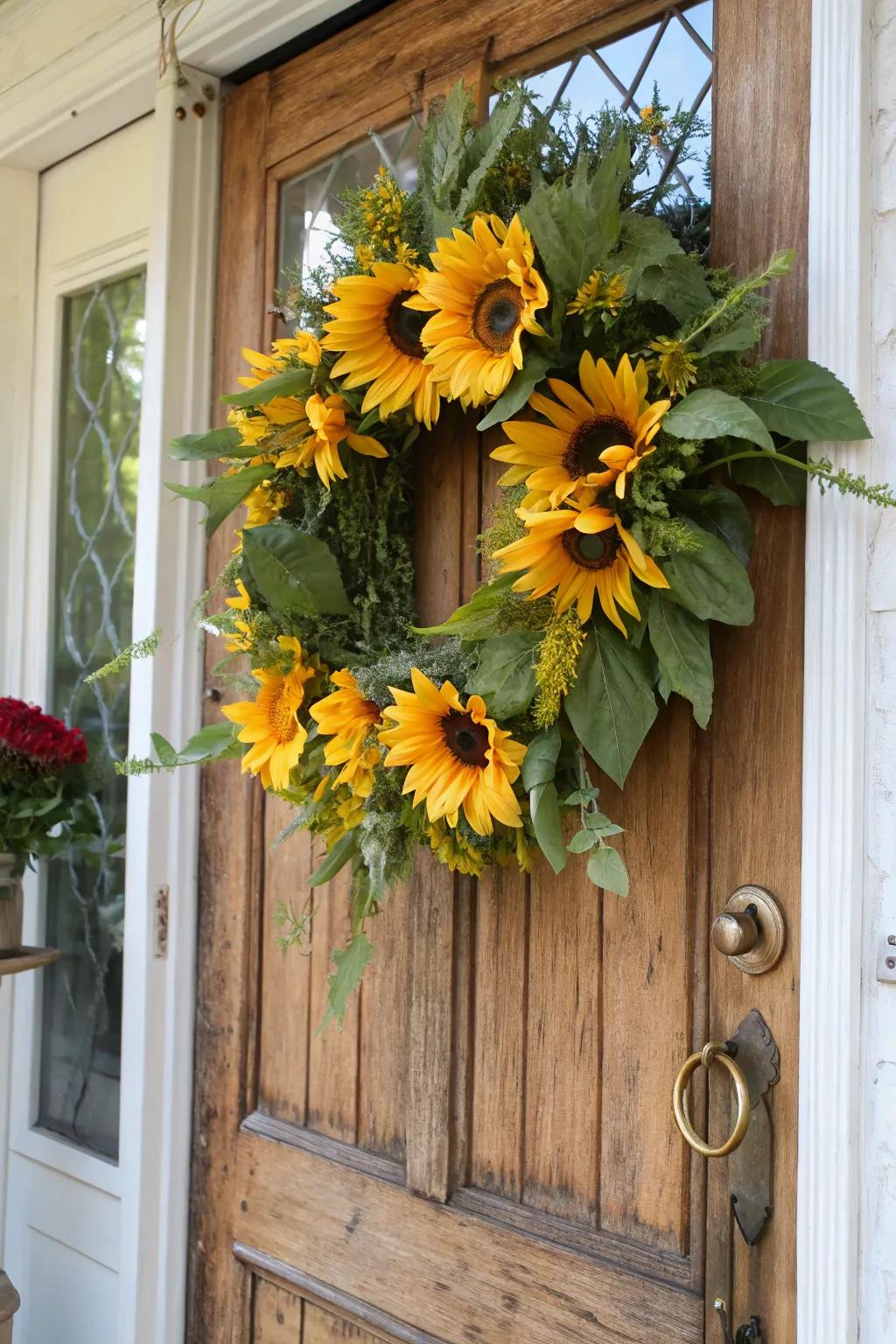 Welcome guests with a cheerful sunflower circle.