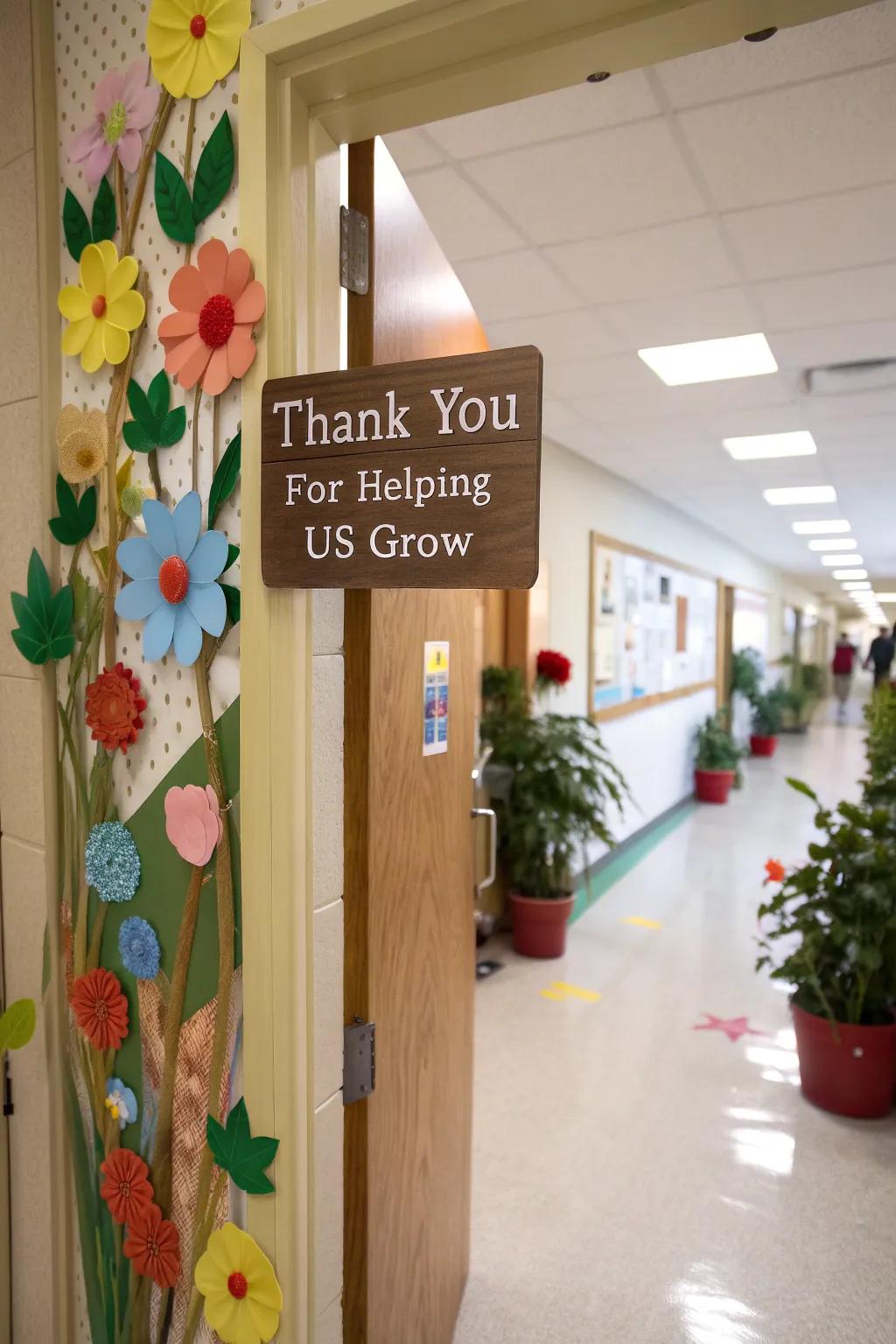 Recognize development with a garden-themed door of gratitude.