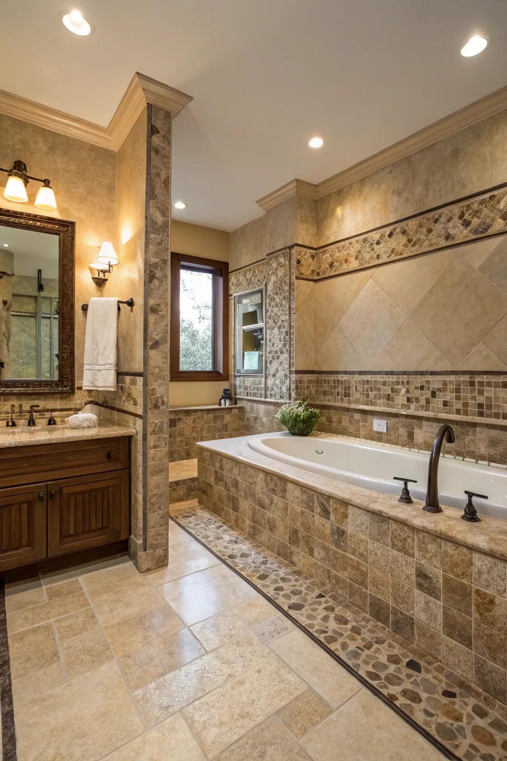Stone piece edges enhance the elegance of any tiled area.