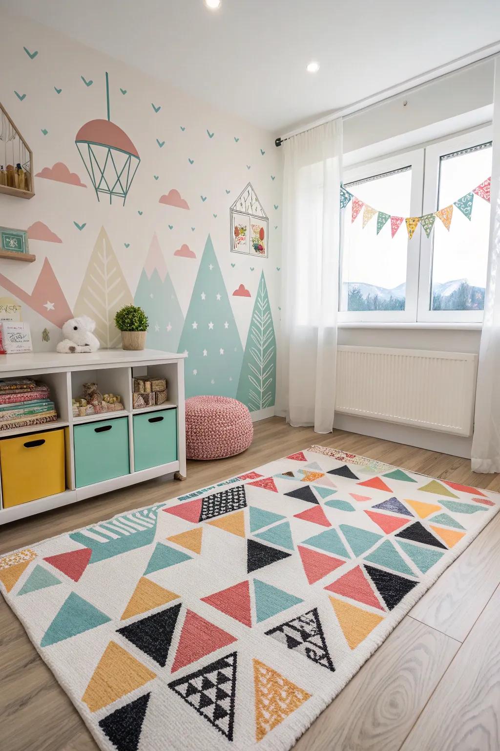 Symmetrical designs add a contemporary flair to the space.