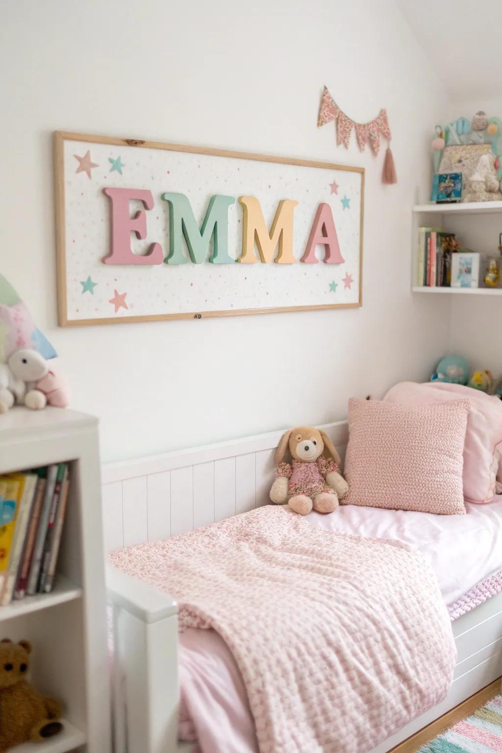 A name sign adds a personal detail to your child's space.