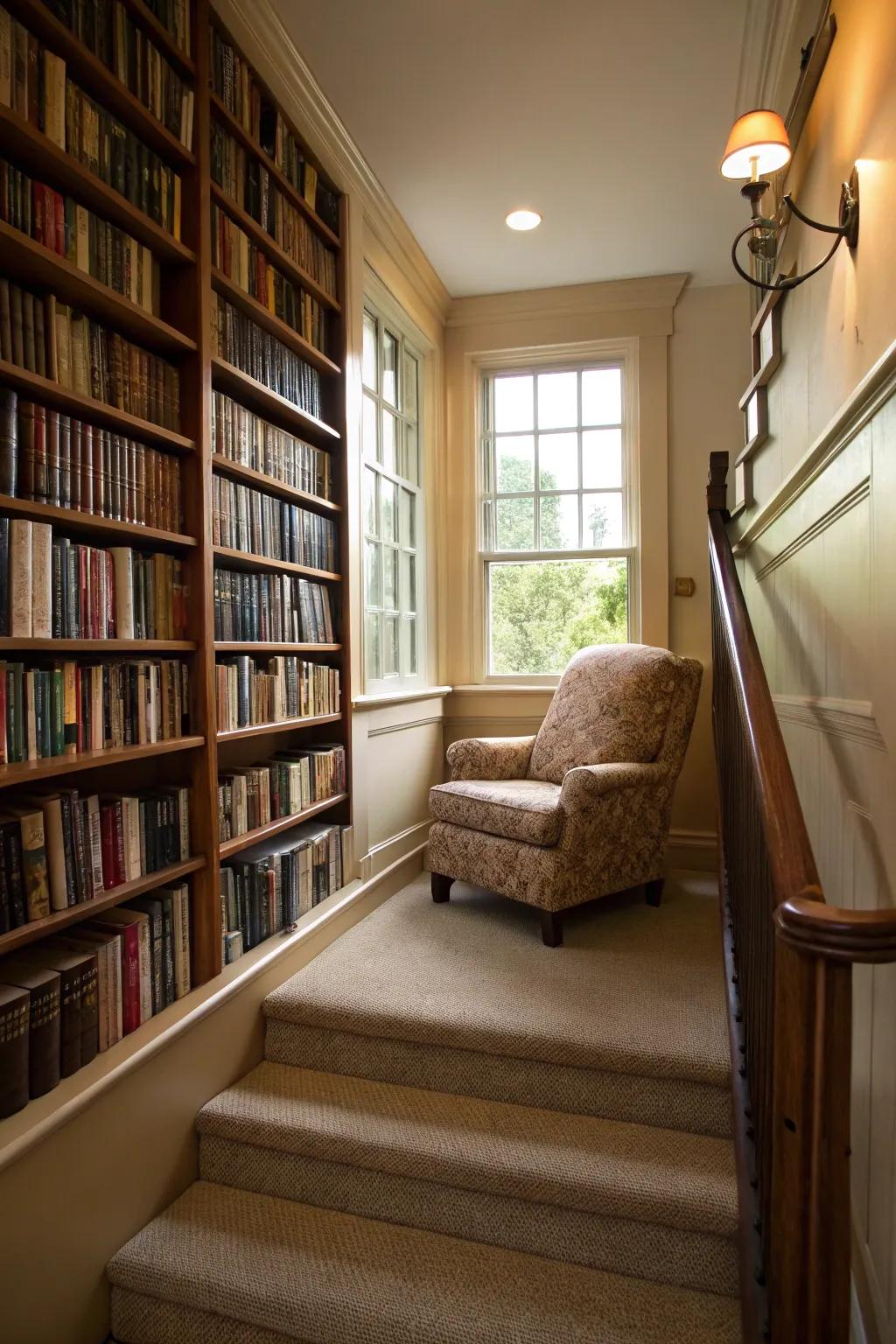 A tiny reading room can be both useful and comfortable.