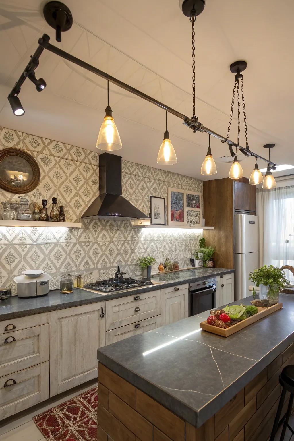 Eclectic track illumination fixtures adding personal style