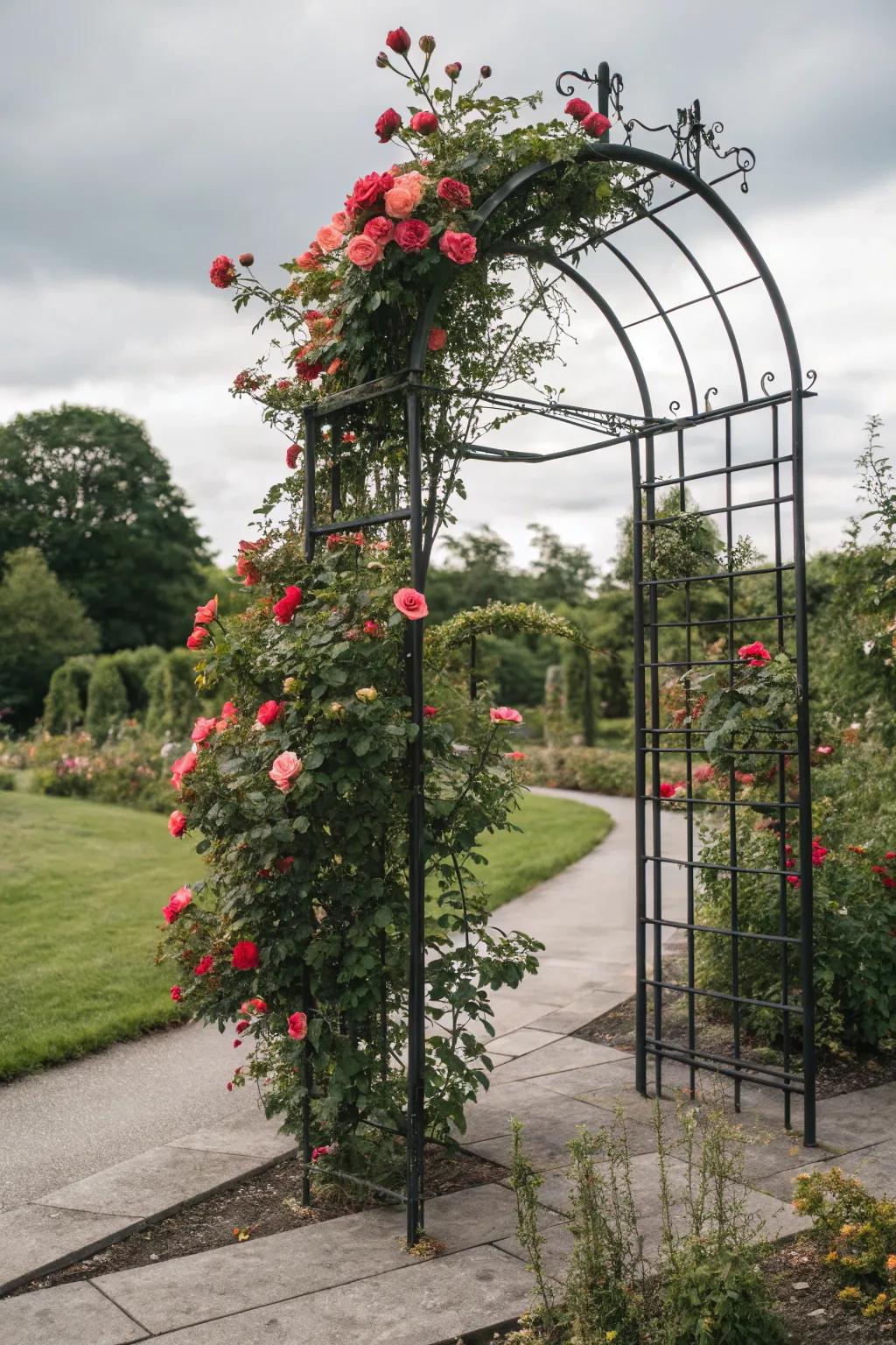 Unite strength and style with a steel trellis.