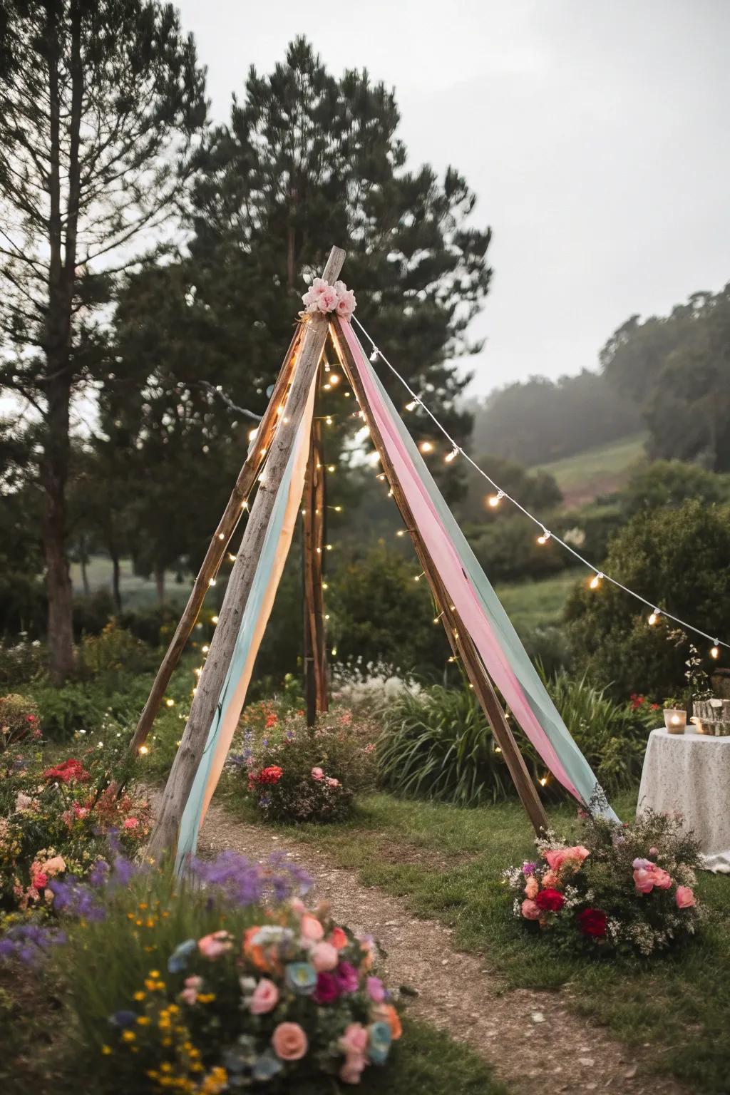 A whimsical triangular archway that introduces a hint of magic to any occasion.