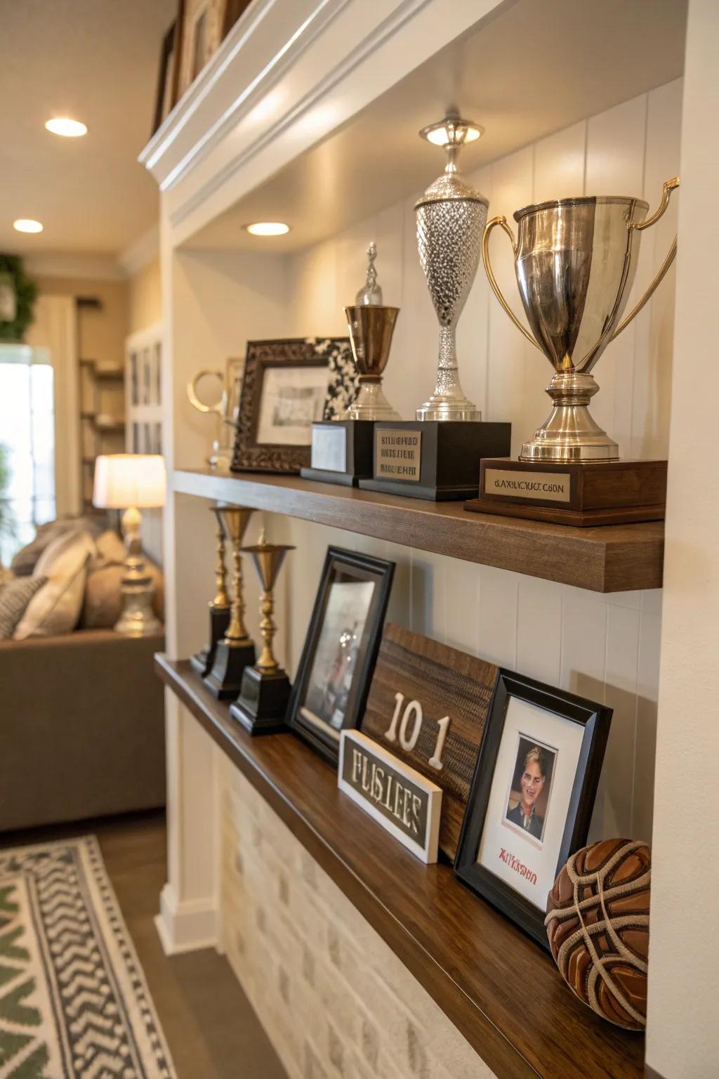 Customizable award shelf with nameplates