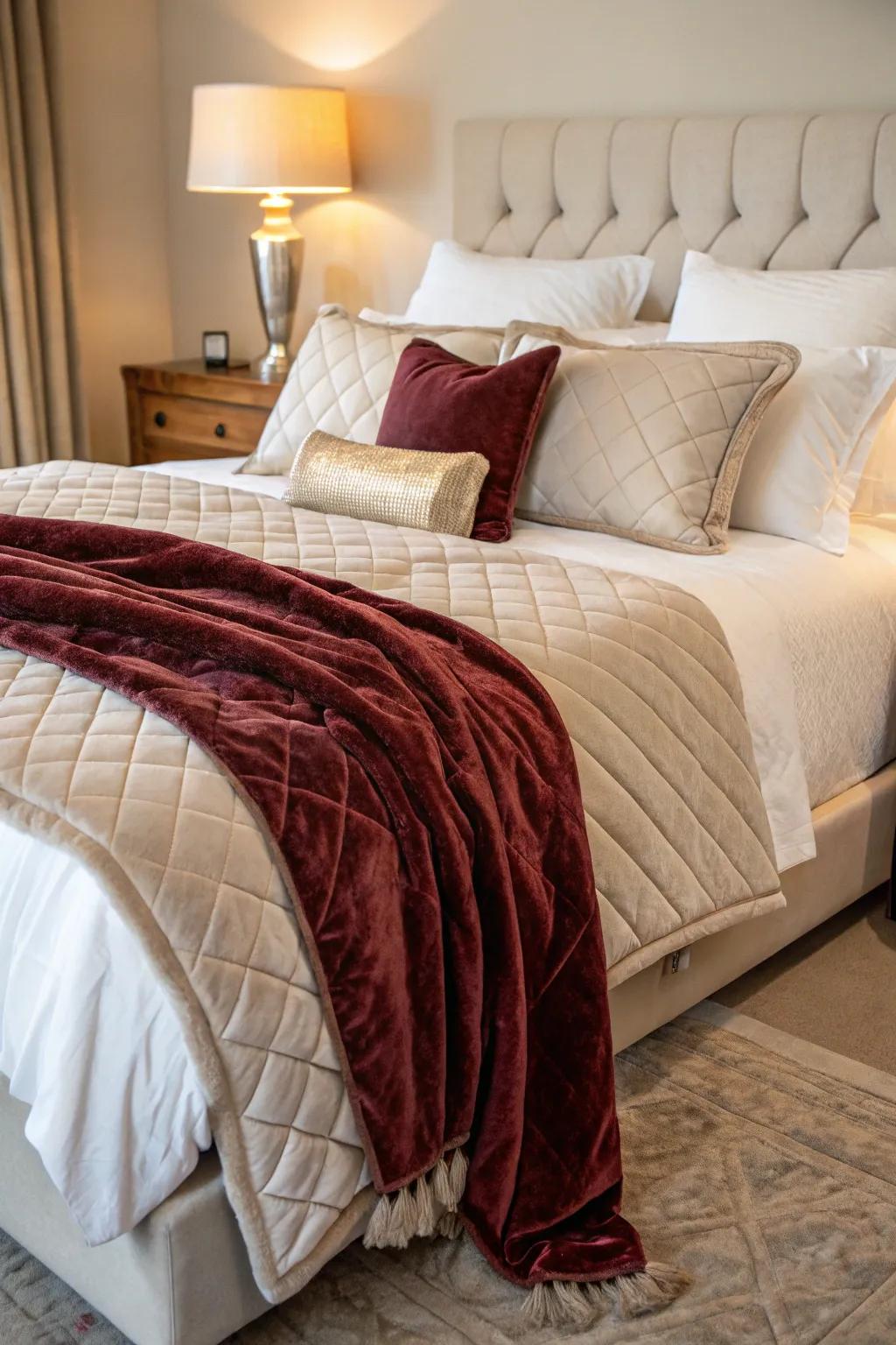 Opulent bedding contributes coziness and class to your Tuscan bedroom.