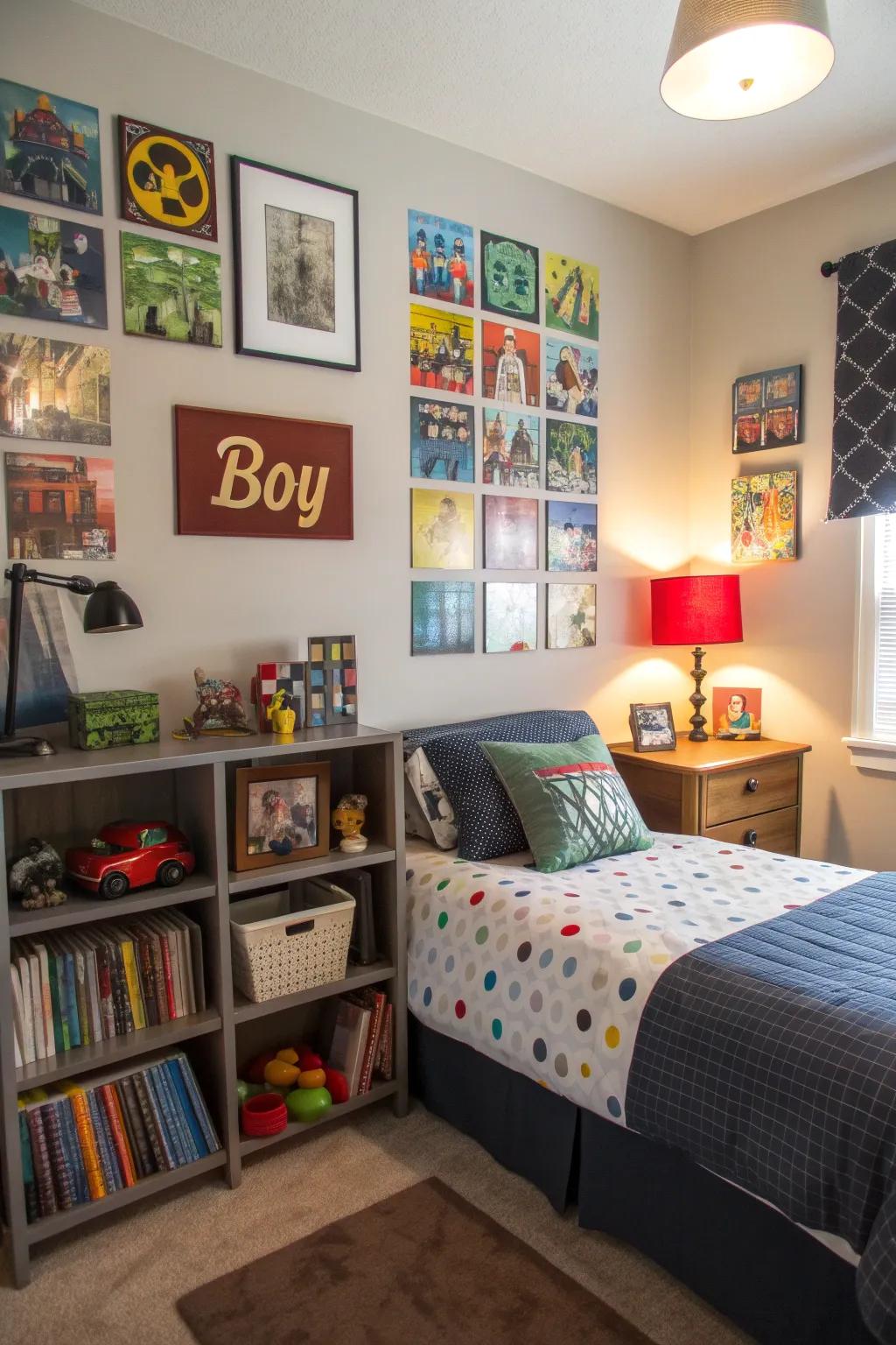 Personalized touches in a tween boy's bedroom.