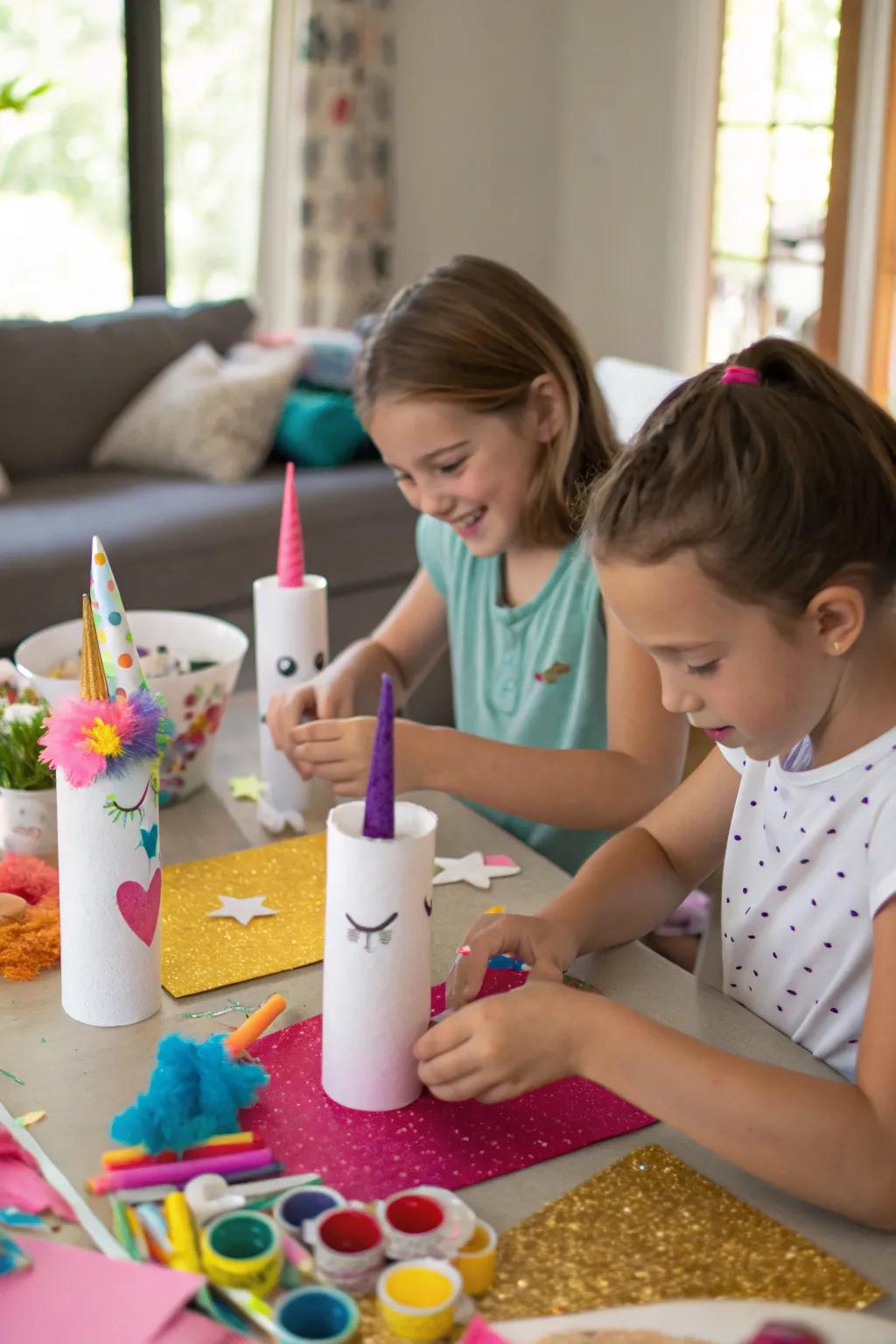 An inventive crafting area for making unicorns.