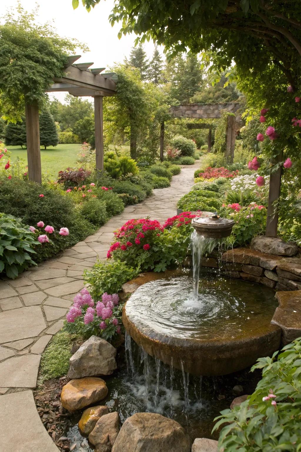 Abundant vegetation elevates the natural sensation of cascades.