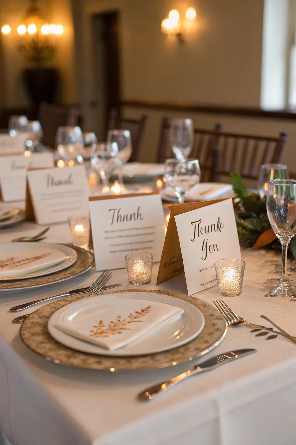 Gratitude cards for a personal element.