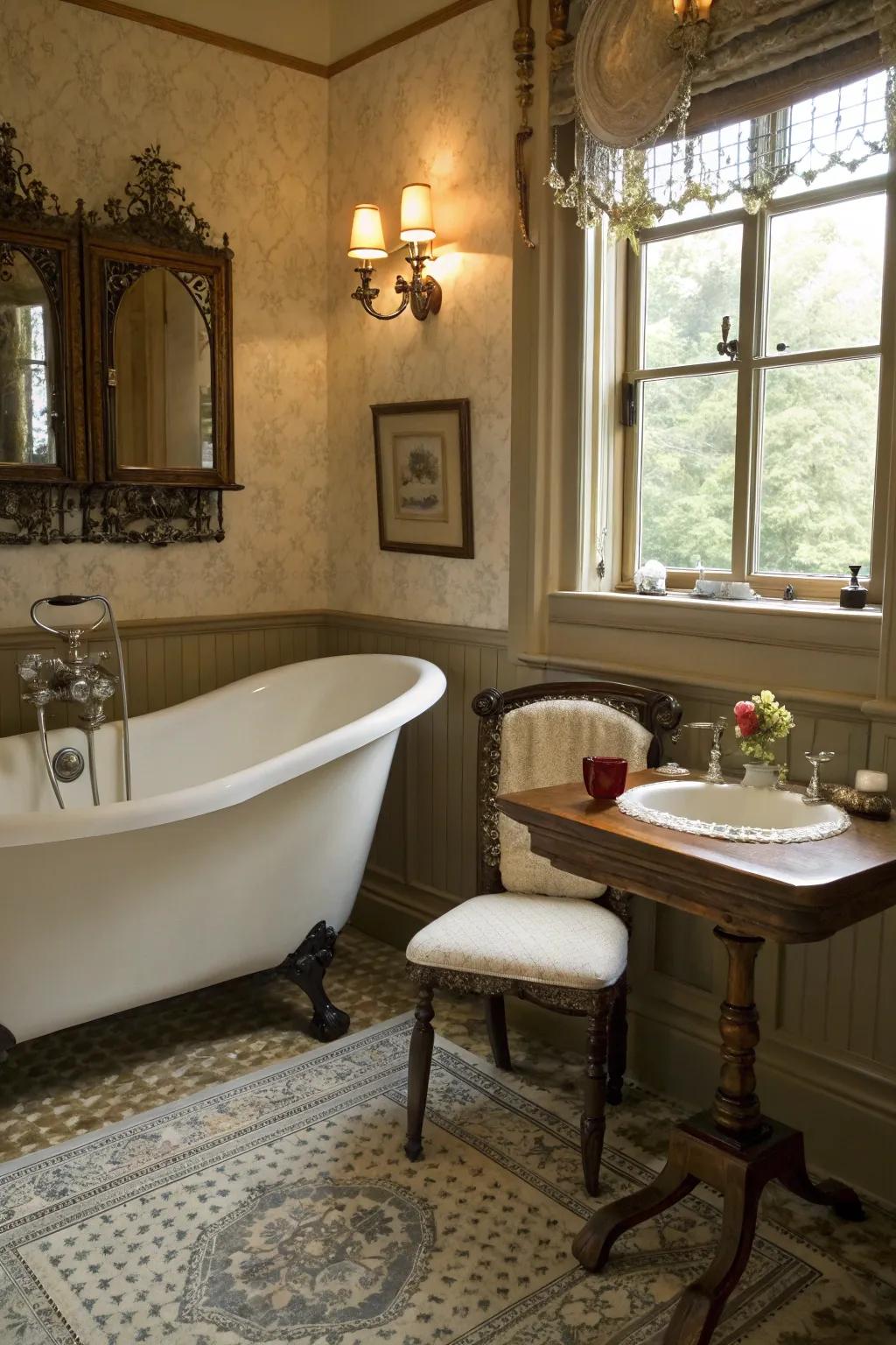 Separate furniture pieces add grandeur and comfort.