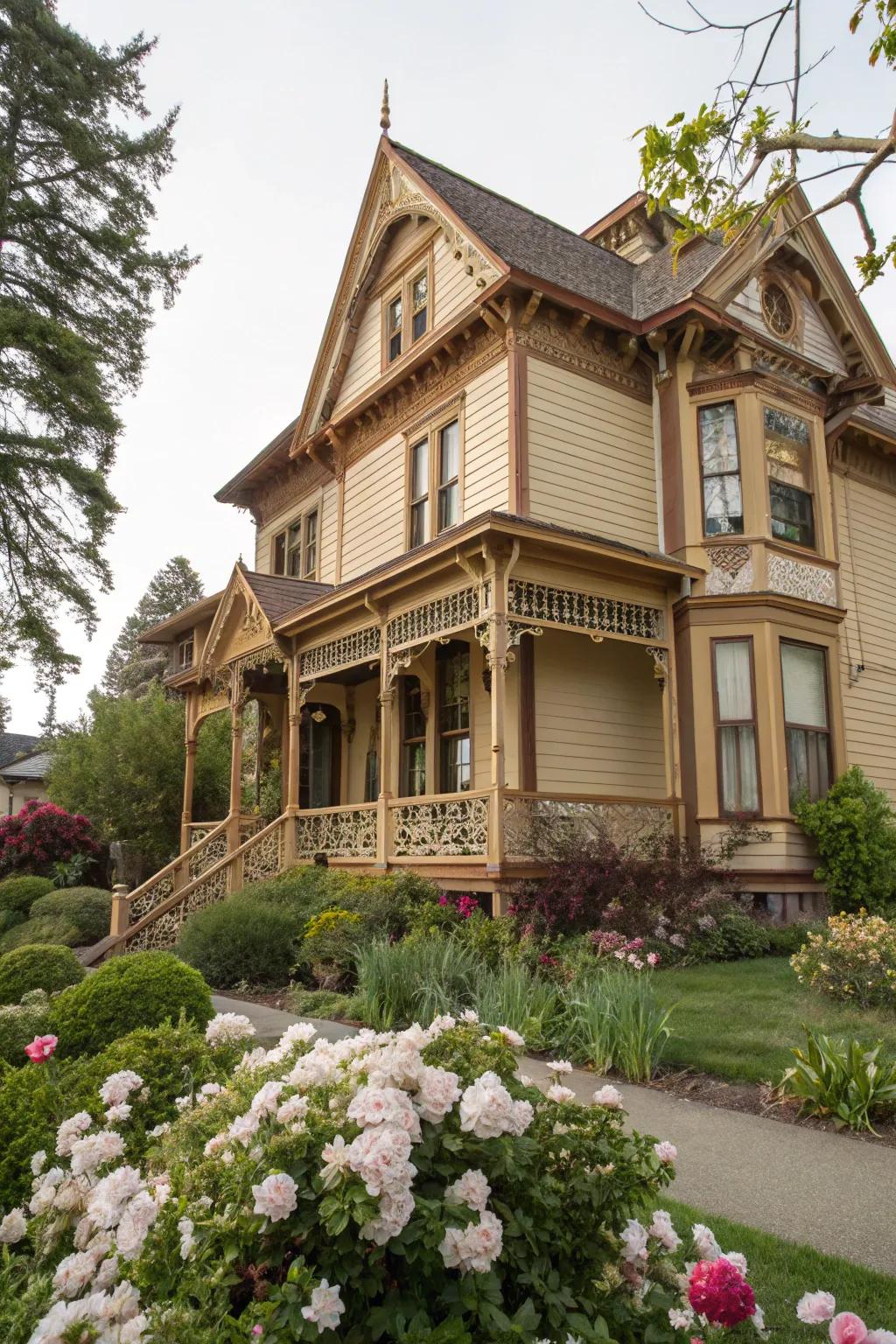 Warm sandstone tones enhance the welcoming charm of Victorian houses.
